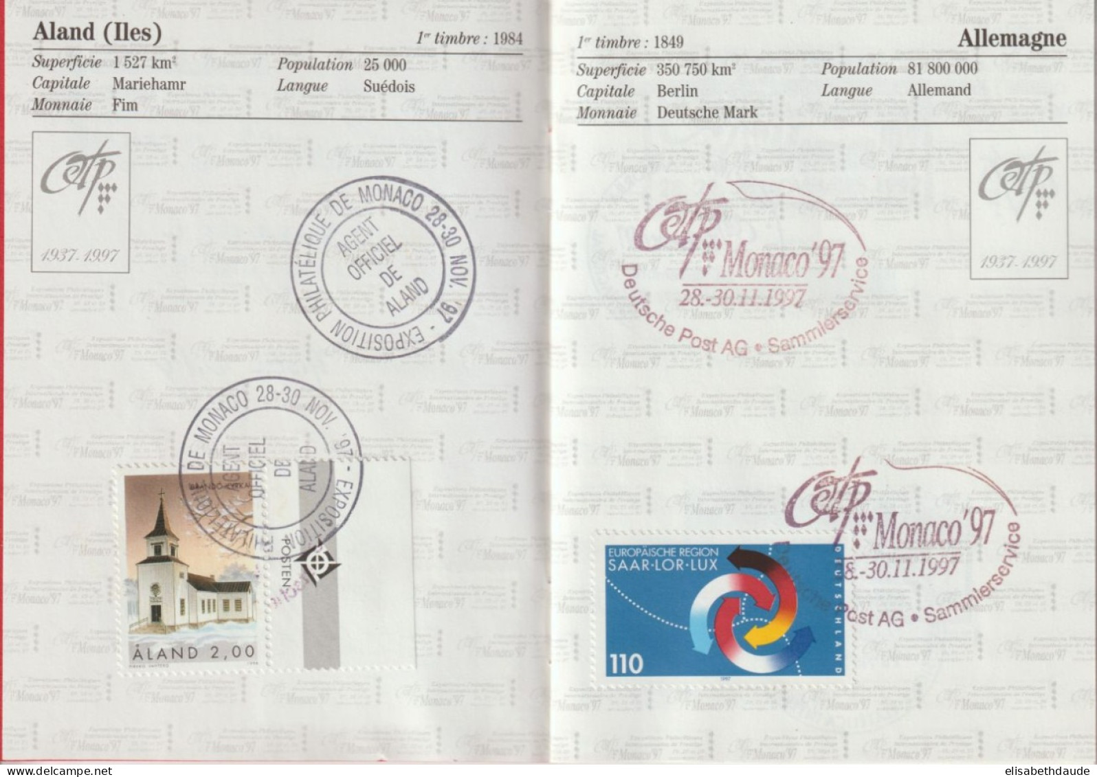 MONACO - 1997 - PASSEPORT OFFICIEL EXPO PHIL. PRESTIGE - 24 PAGES AVEC TIMBRES + OBLITERATIONS PAYS PARTICIPANTS ! - Poststempel