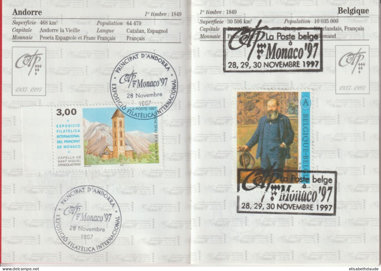 MONACO - 1997 - PASSEPORT OFFICIEL EXPO PHIL. PRESTIGE - 24 PAGES AVEC TIMBRES + OBLITERATIONS PAYS PARTICIPANTS ! - Postmarks