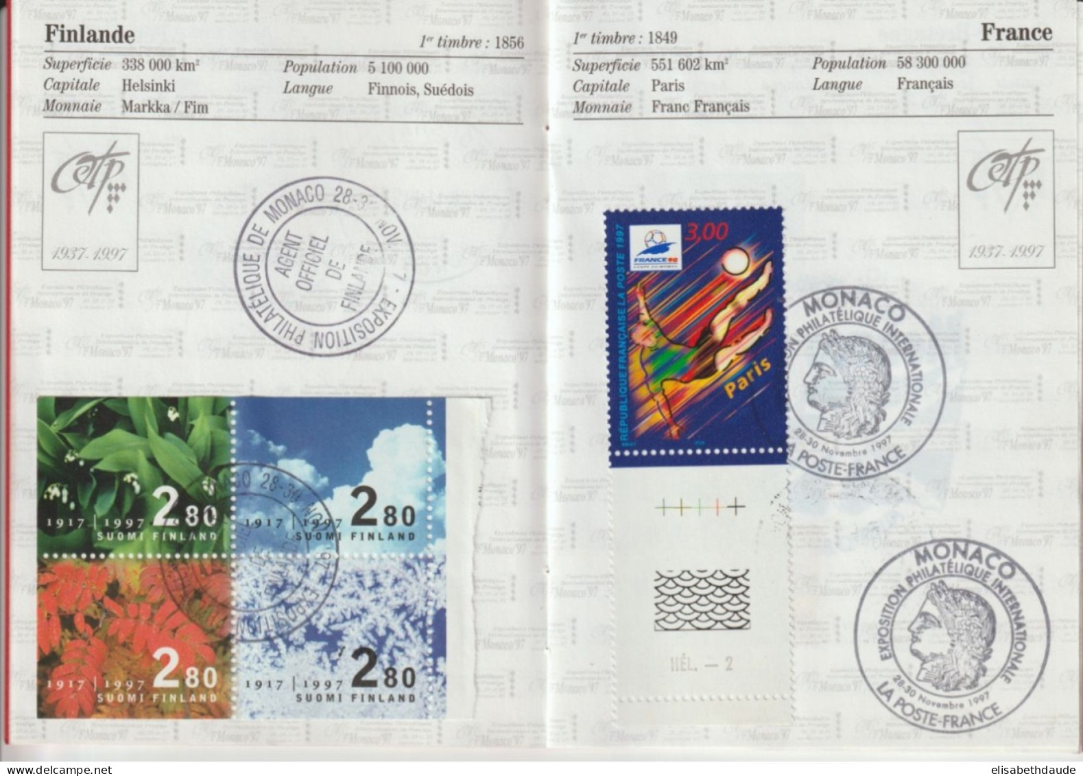 MONACO - 1997 - PASSEPORT OFFICIEL EXPO PHIL. PRESTIGE - 24 PAGES AVEC TIMBRES + OBLITERATIONS PAYS PARTICIPANTS !