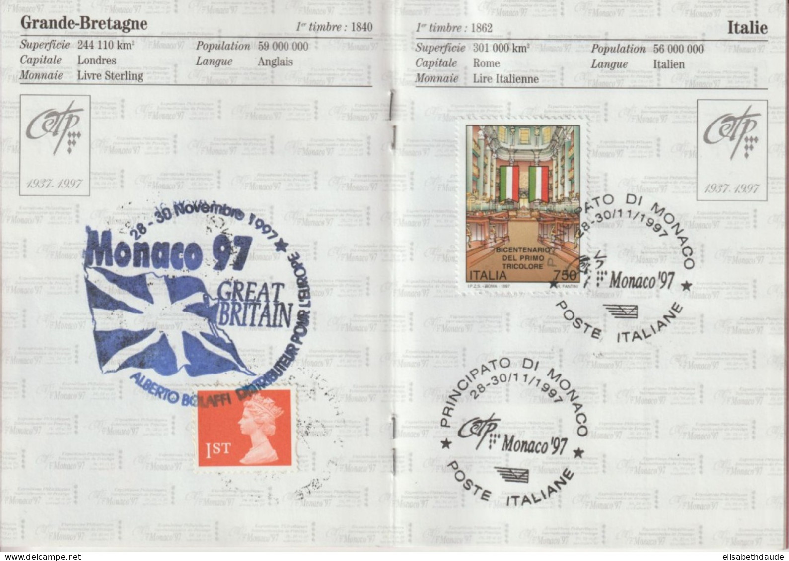 MONACO - 1997 - PASSEPORT OFFICIEL EXPO PHIL. PRESTIGE - 24 PAGES AVEC TIMBRES + OBLITERATIONS PAYS PARTICIPANTS !