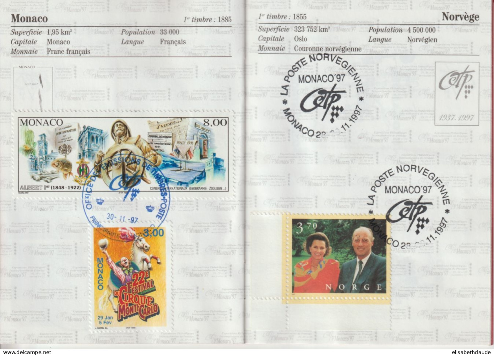 MONACO - 1997 - PASSEPORT OFFICIEL EXPO PHIL. PRESTIGE - 24 PAGES AVEC TIMBRES + OBLITERATIONS PAYS PARTICIPANTS !