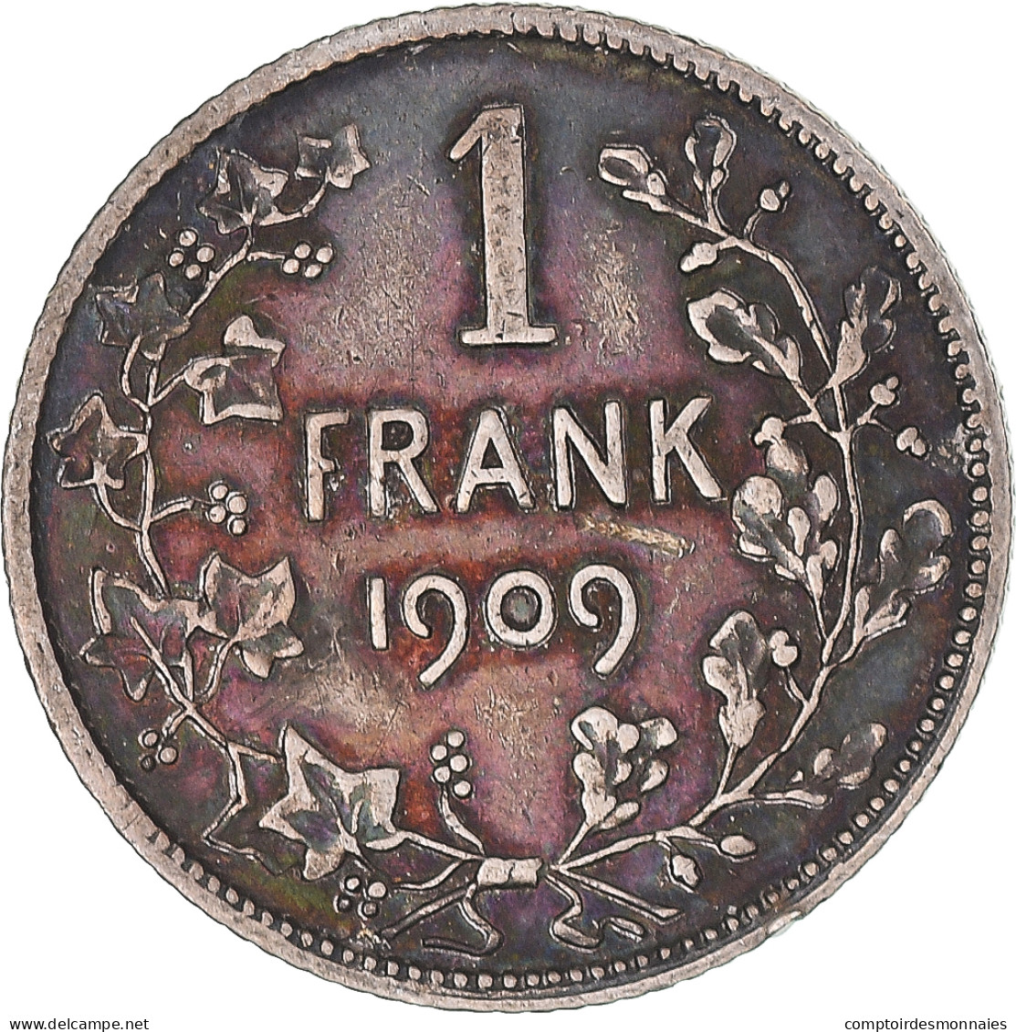 Monnaie, Belgique, Leopold II, Frank, 1909, Royal Belgium Mint, TB+, Argent - 1 Frank