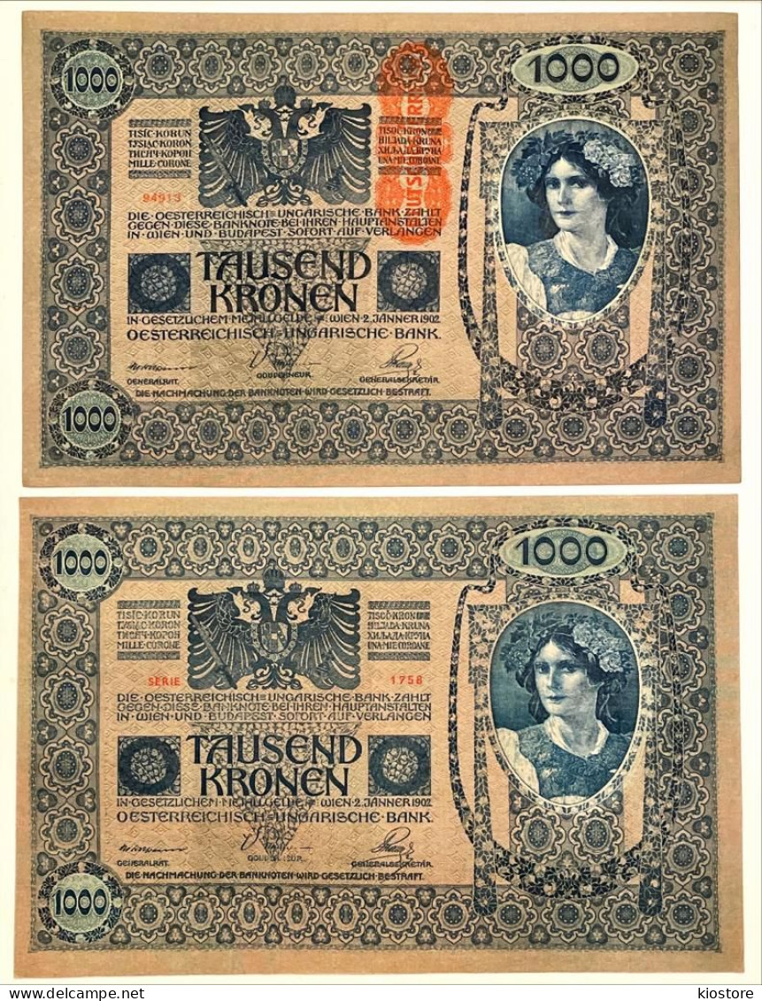 Austria - Hungary 1,000 1000 Kronen 1902 Serie 1758 UNC - Autriche