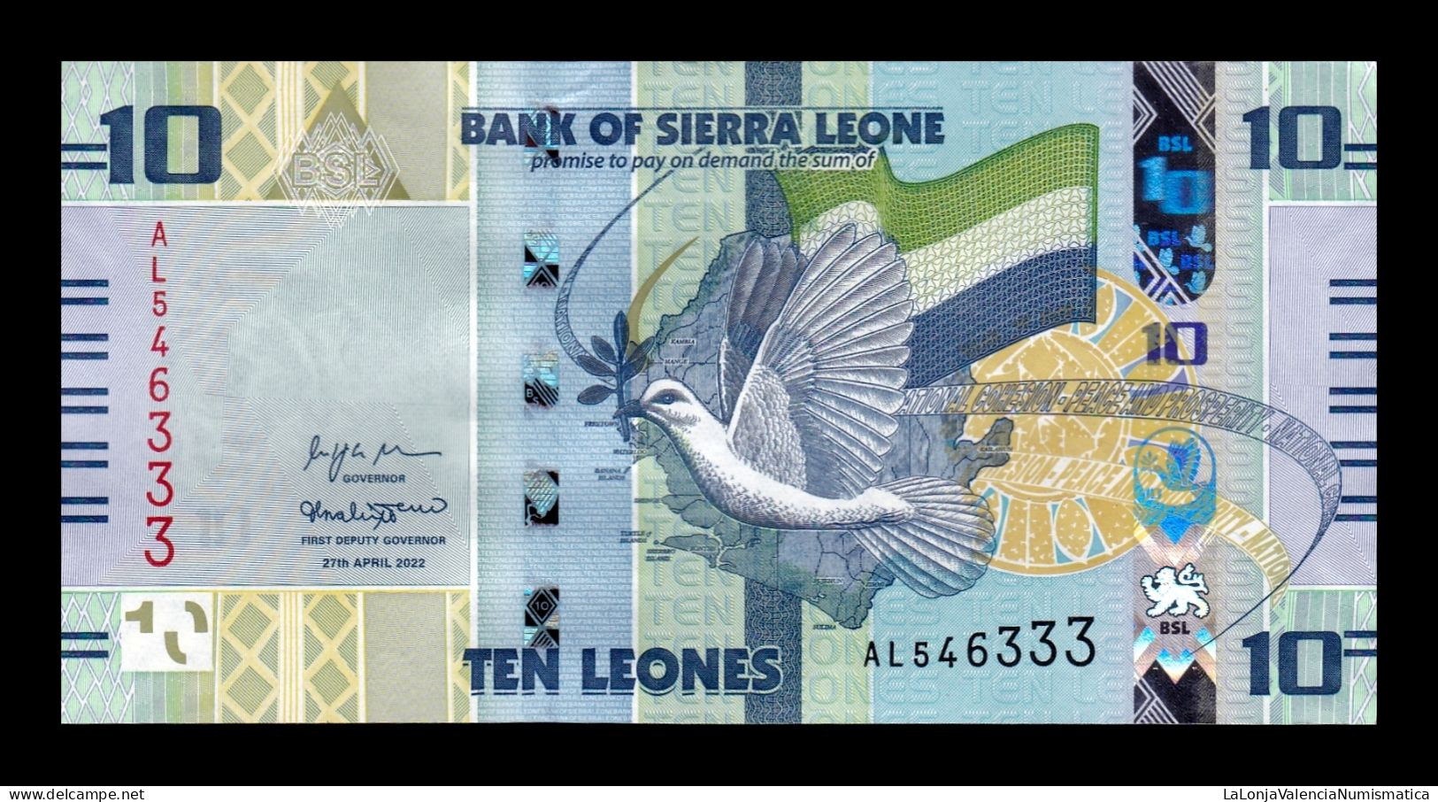 Sierra Leona 10 Leones 2022 Pick 37 New Design Sc Unc - Sierra Leone