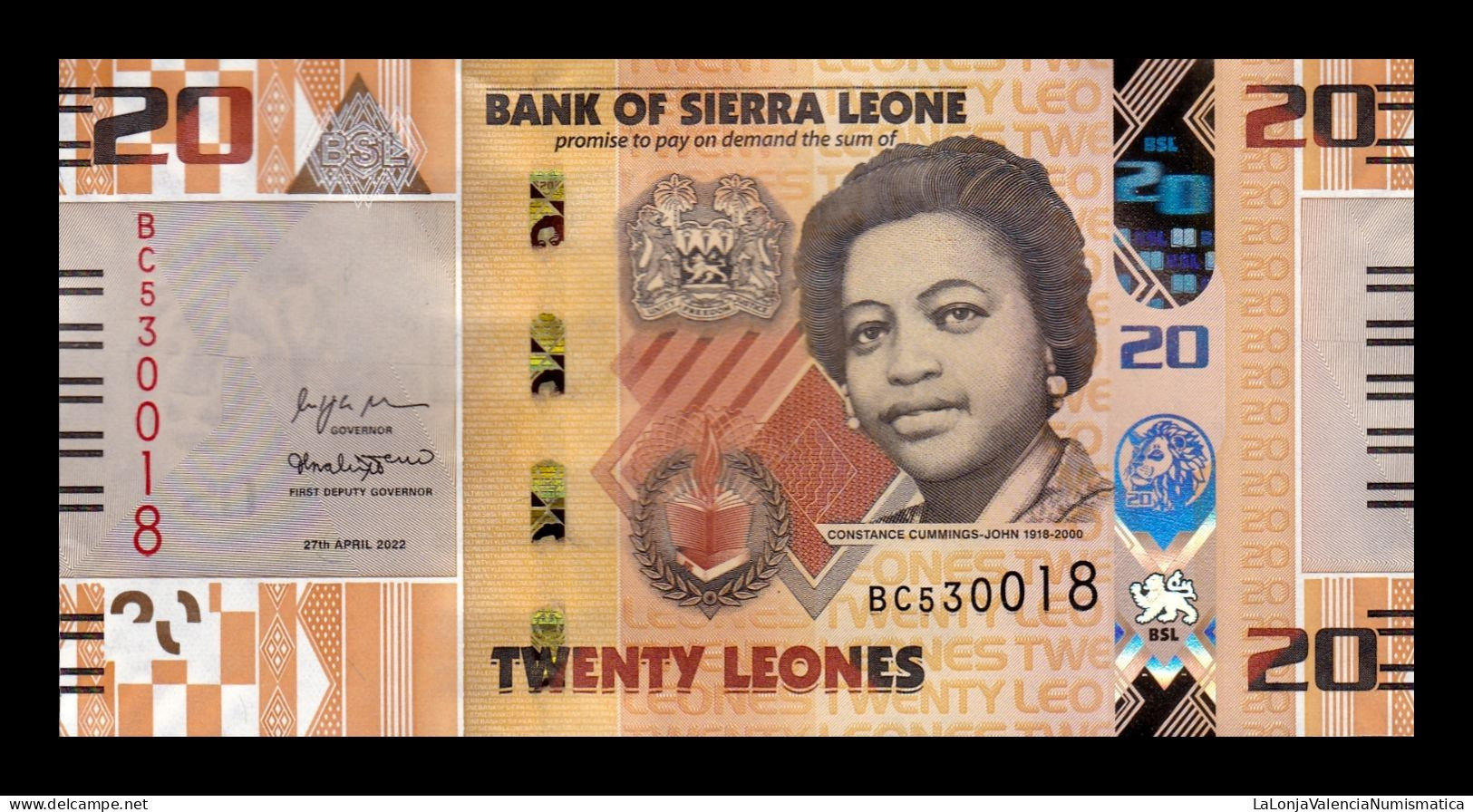 Sierra Leona 20 Leones 2022 Pick 38 New Design Sc Unc - Sierra Leone