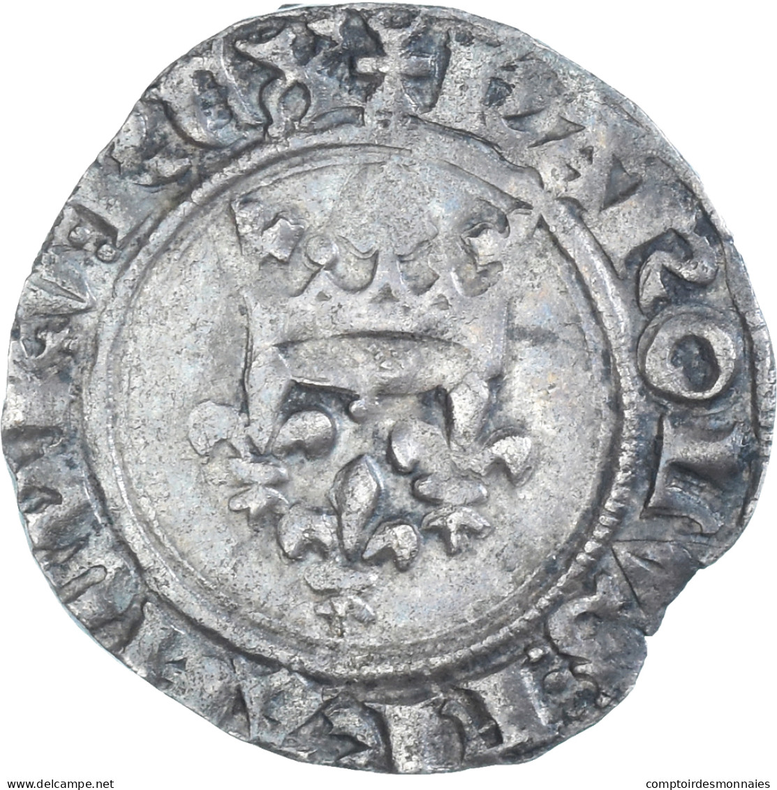 Monnaie, France, Charles VI, Gros Florette, Paris, TTB, Billon, Duplessy:387 - 1380-1422 Karl VI. Der Vielgeliebte
