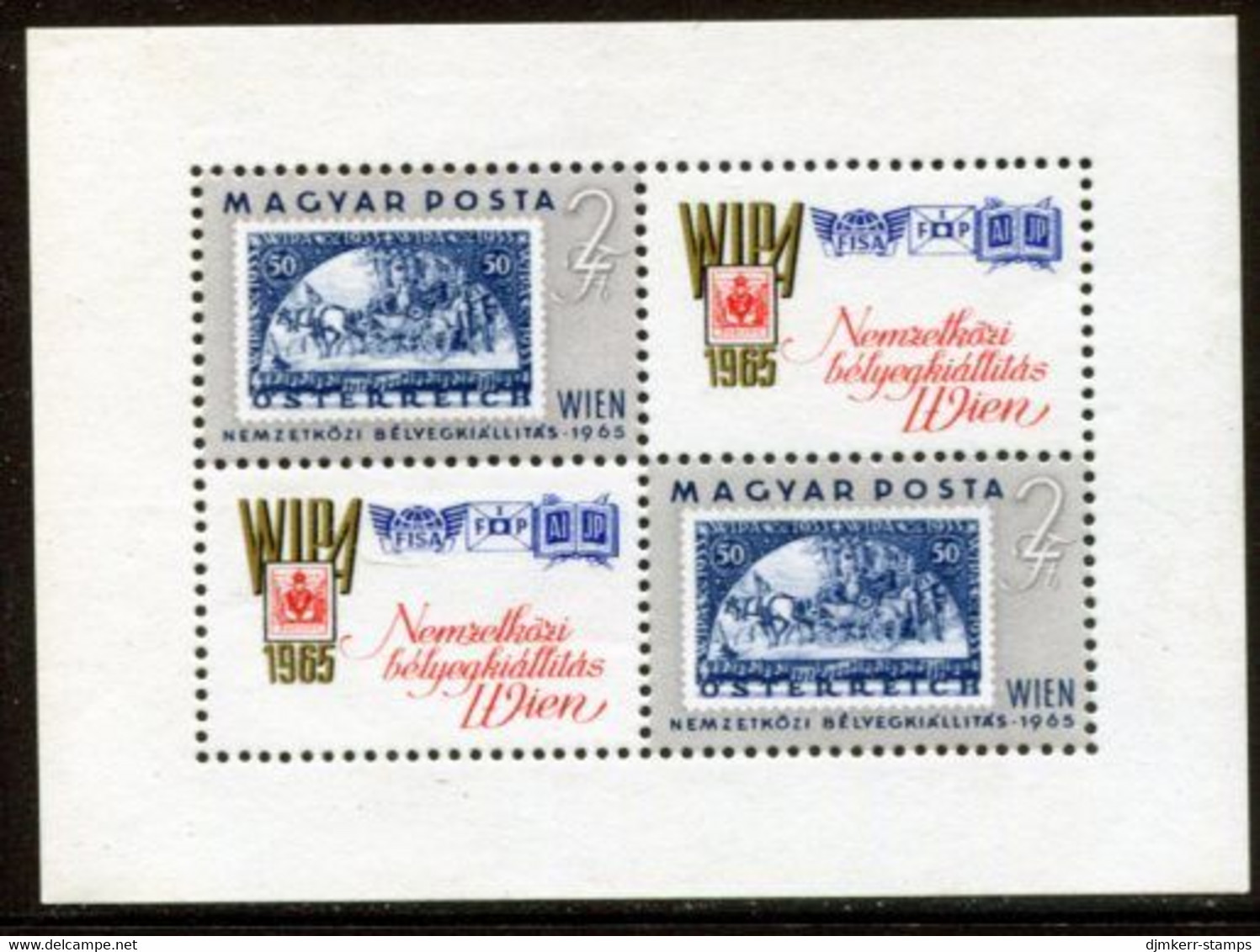 HUNGARY 1965 WIPA Stamp Exhibition  Block MNH / **.  Michel Block 47 - Nuevos