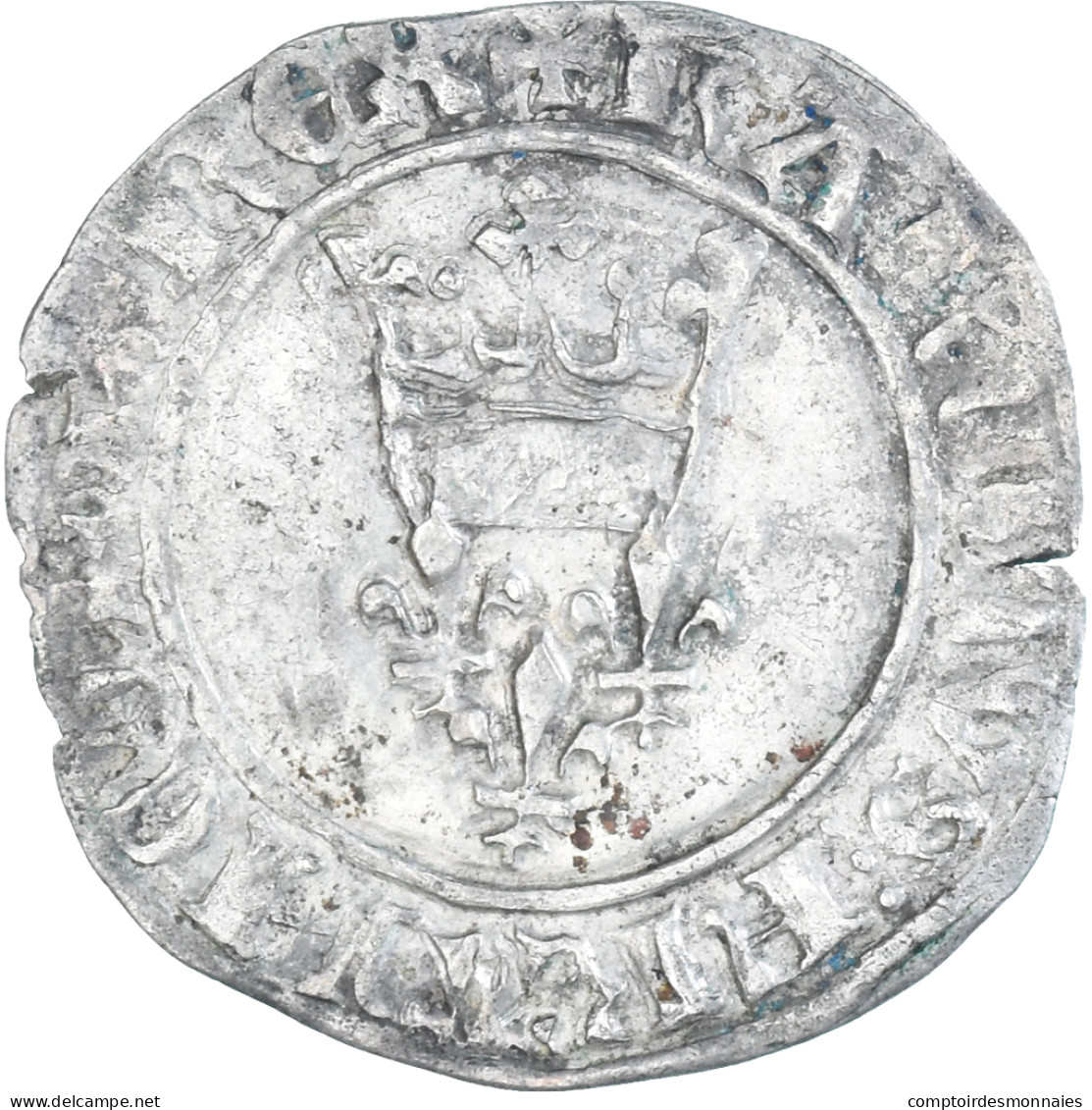 Monnaie, France, Charles VI, Gros Florette, TB+, Billon, Duplessy:387 - 1380-1422 Charles VI Le Fol