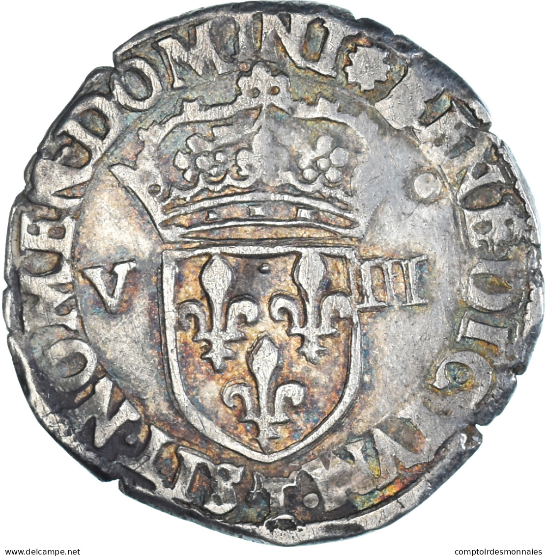 Monnaie, France, Henri IV, 1/8 Ecu, 1599, Nantes, TB+, Argent, Gadoury:582 - 1589-1610 Henri IV Le Vert-Galant