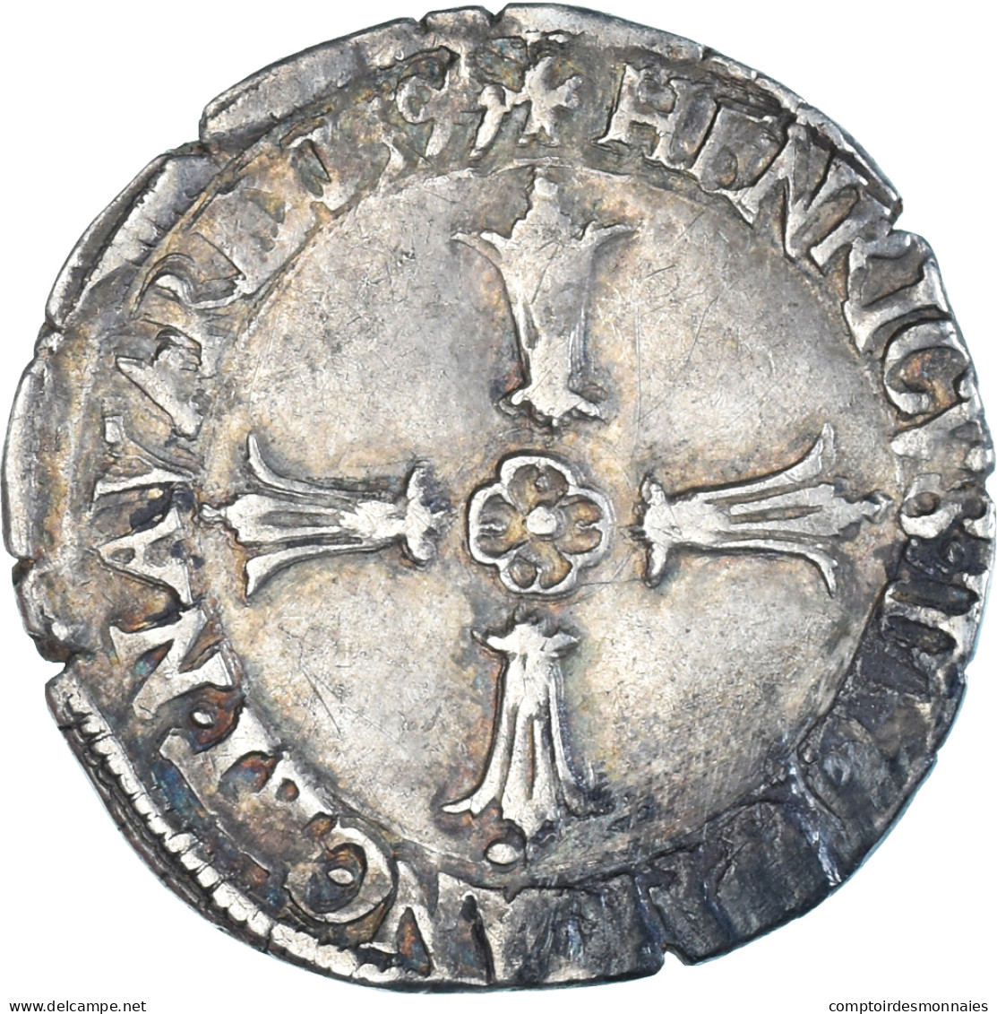 Monnaie, France, Henri IV, 1/8 Ecu, 1599, Nantes, TB+, Argent, Gadoury:582 - 1589-1610 Henri IV Le Vert-Galant