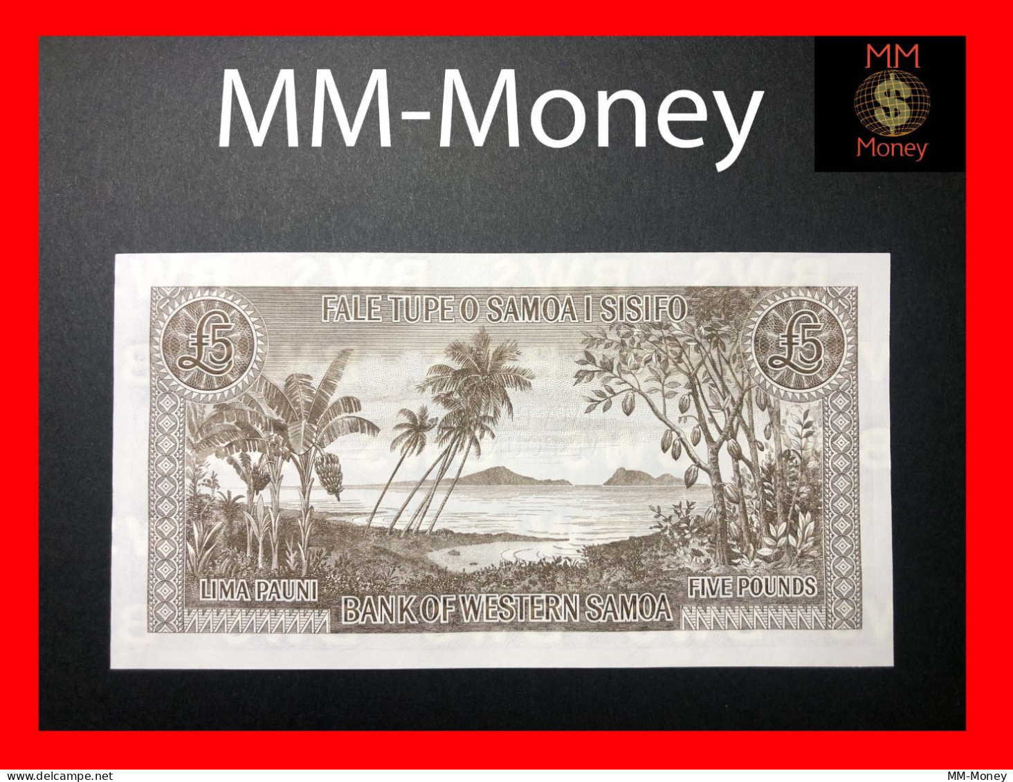 SAMOA - WESTERN SAMOA  5 £   1963 Official Bank Reprint 2020  "serial S"     P. 15  UNC - Samoa