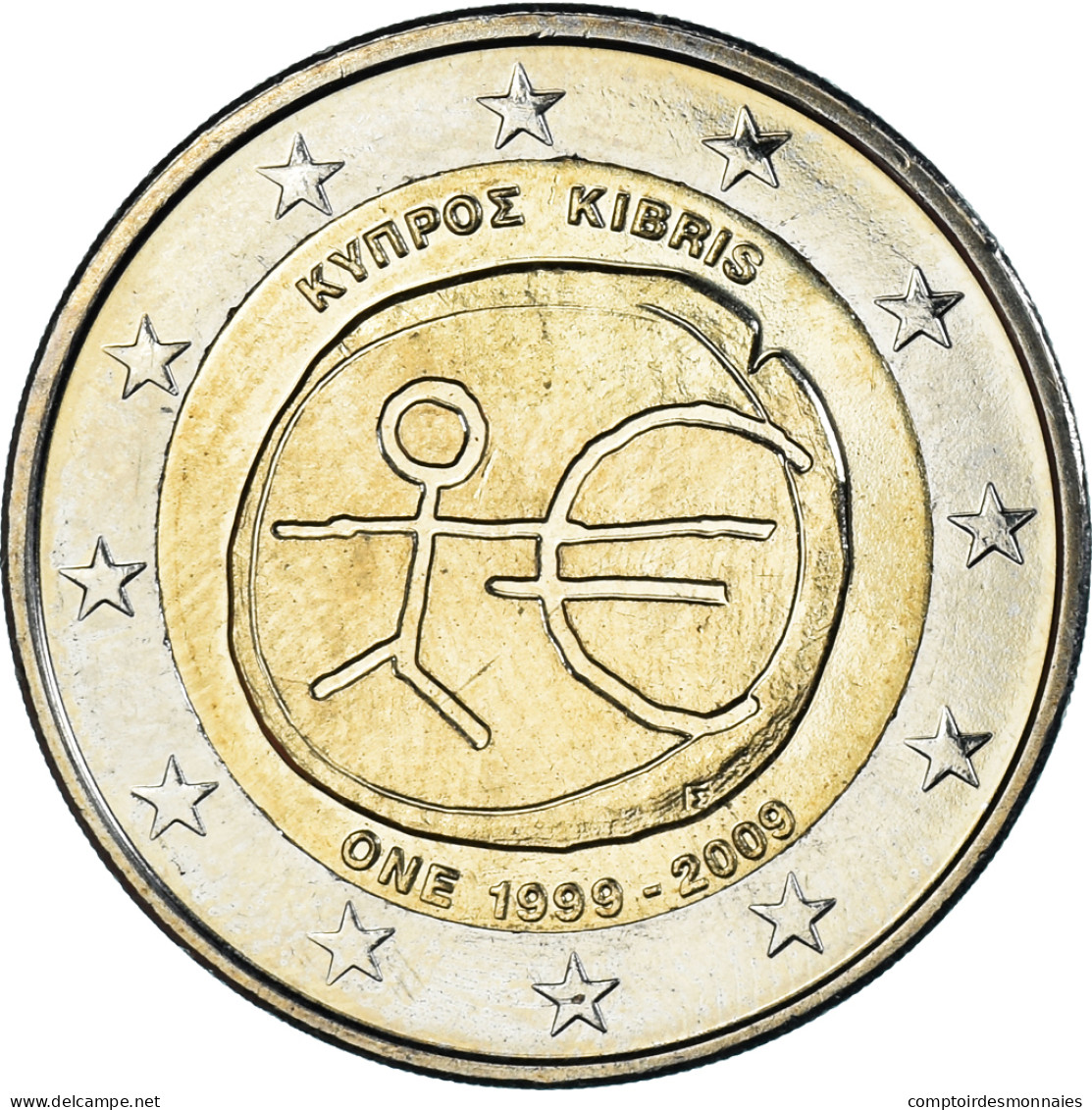 Chypre, 2 Euro, ONE, 2009, SUP+, Bimétallique, KM:89 - Chypre