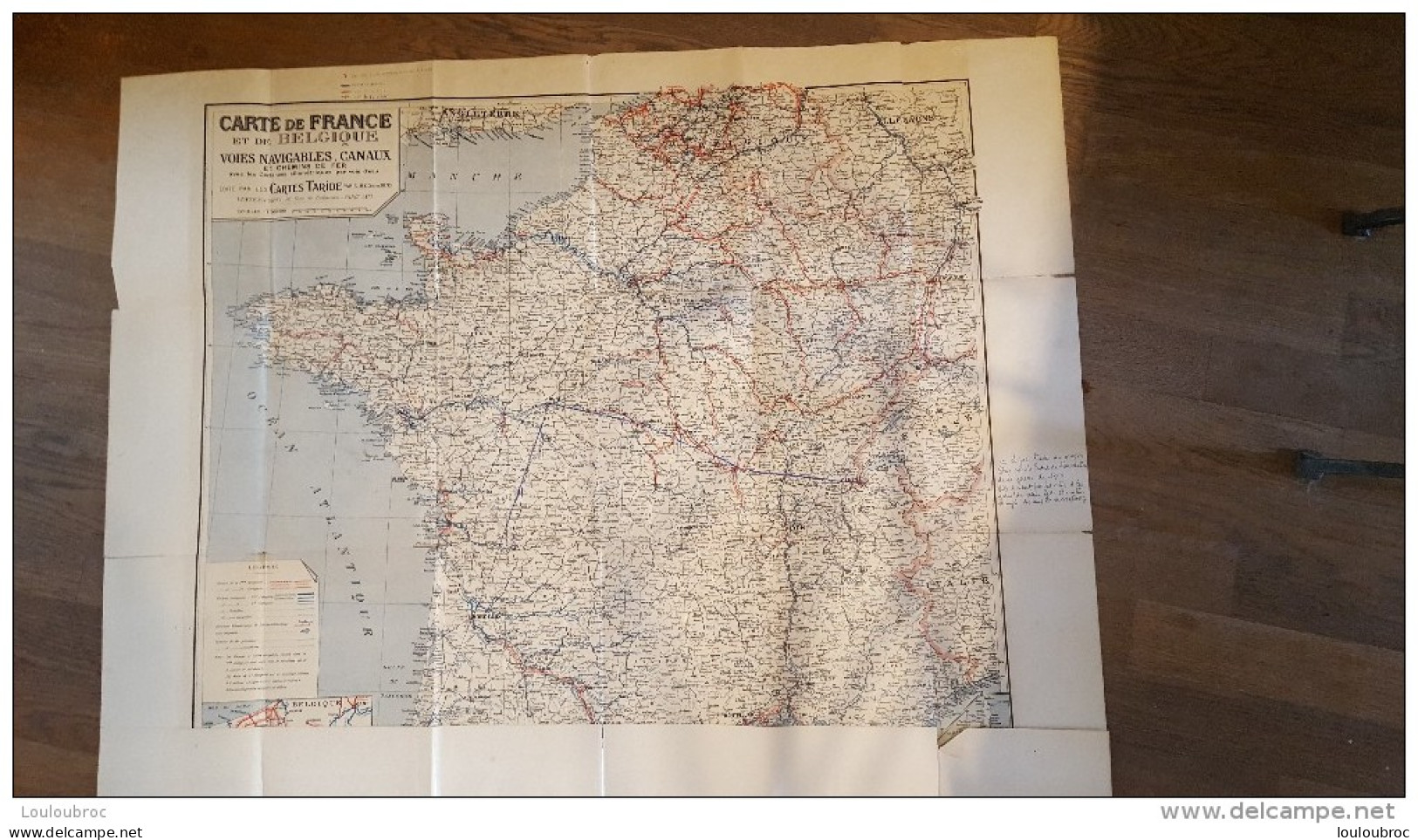 RARE CARTE TARIDE DES VOIES NAVIGABLES ET CANAUX DE FRANCE ET DE BELGIQUE  100 X 85 CM ECHELLE 1/300000e - Cartas Náuticas