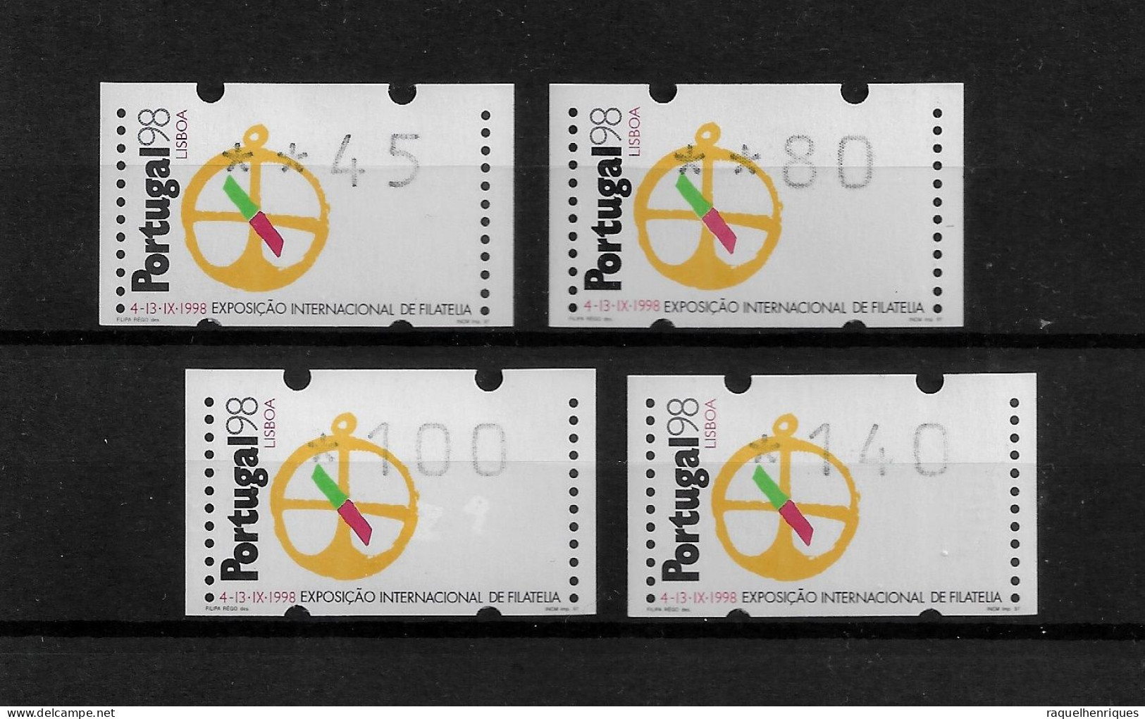 PORTUGAL ATM MACHINE STAMPS - ETIQUETAS - 1998 INT. STAMP EXP. SET MNH (BA5#432) - Máquinas Franqueo (EMA)