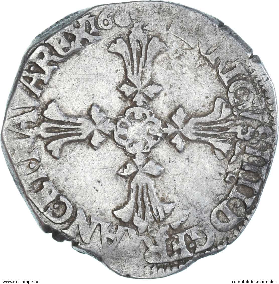 Monnaie, France, Henri IV, 1/4 Ecu, 160[5?], Rennes ?, TTB, Argent, Gadoury:597 - 1589-1610 Hendrik IV