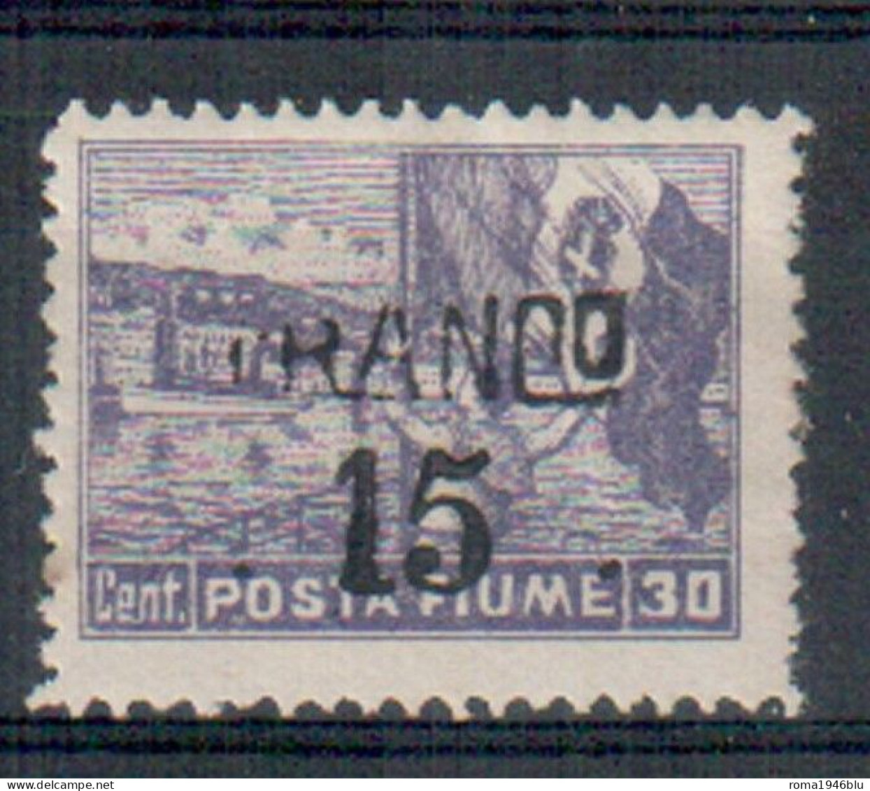 FIUME 1919 ALLEGORIE SOP.TI "FRANCO" 15 C.  SU 30 C.  RANCO SENZA LA "F" GOMMA ORIGINALE - Fiume