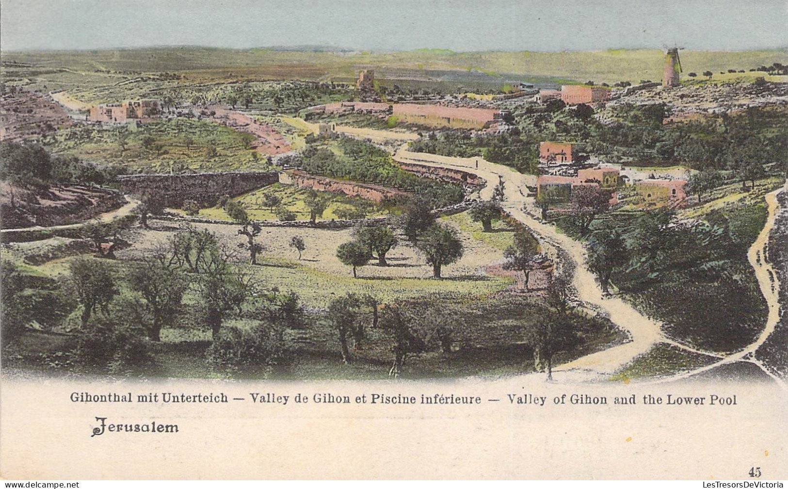 Israel - Jerusalem - Valley De Gihon Et Piscine Inférieure - Colorisé  - Carte Postale Ancienne - Israel