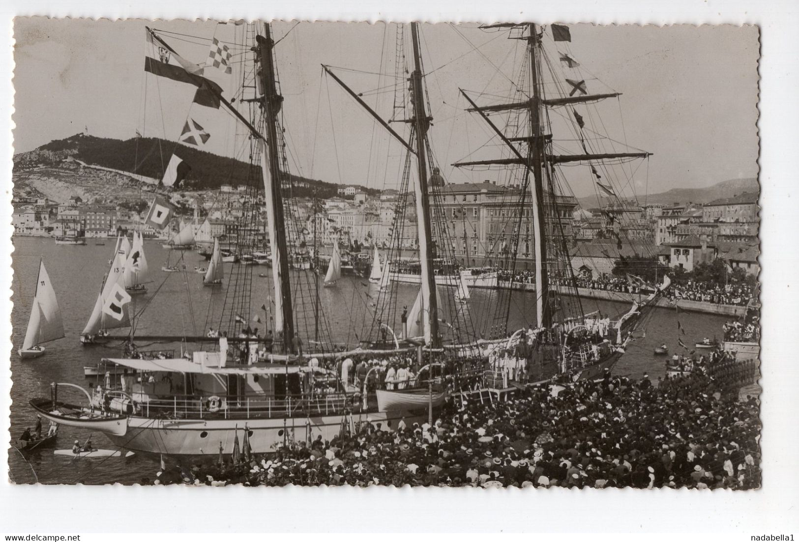 1933?. KINGDOM OF YUGOSLAVIA,CROATIA,SPLIT,JADRAN,ROYAL NAVY TEACHING BOAT,SHIP,NAMING CEREMONY,ORIGINAL PHOTOGRAPH - Bateaux