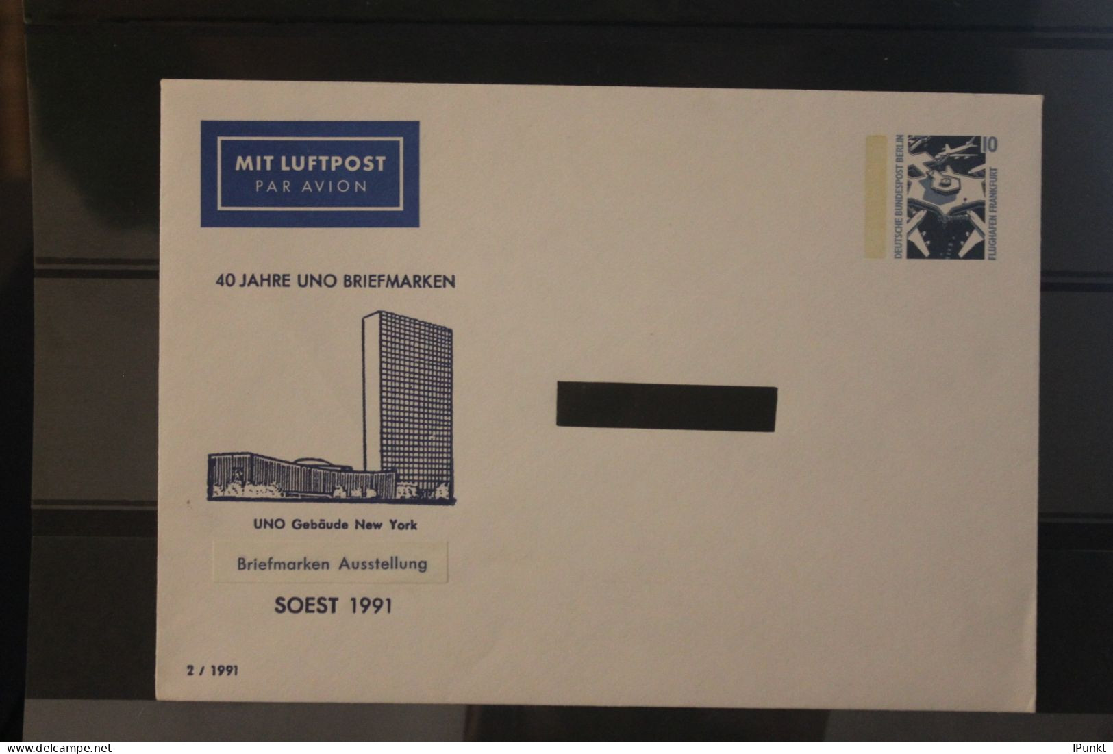Berlin 1991; Ganzsache Briefmarken-Ausstellung 40 Jahre UNO Briefmarken Soest, Ungebraucht - Privé Briefomslagen - Ongebruikt