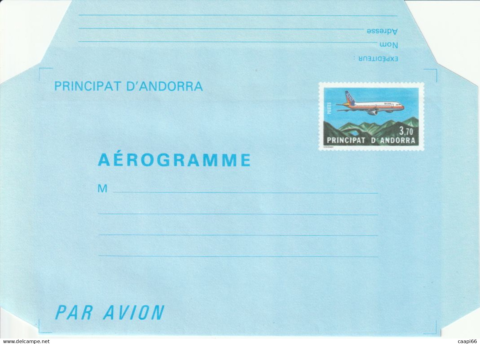 Andorre - AÉROGRAMME AVION (3,70) - Poste Aérienne