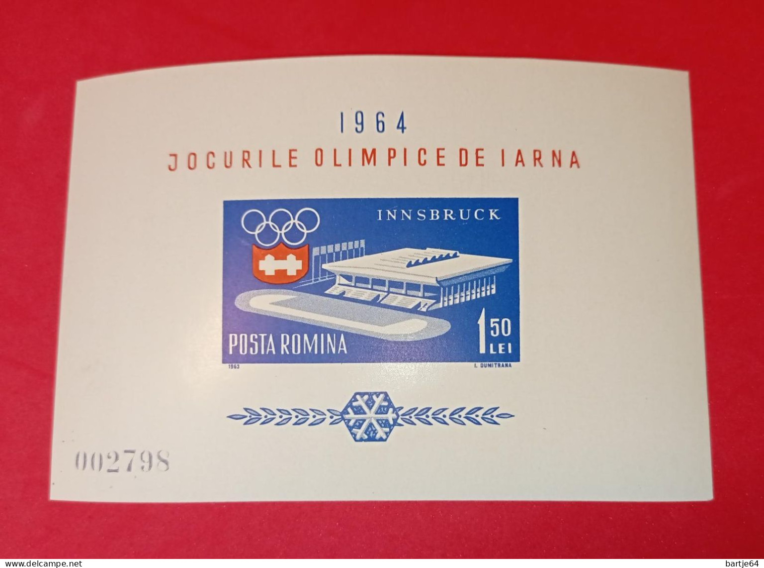 1964 Romania - Blok Postfris - Invierno 1964: Innsbruck