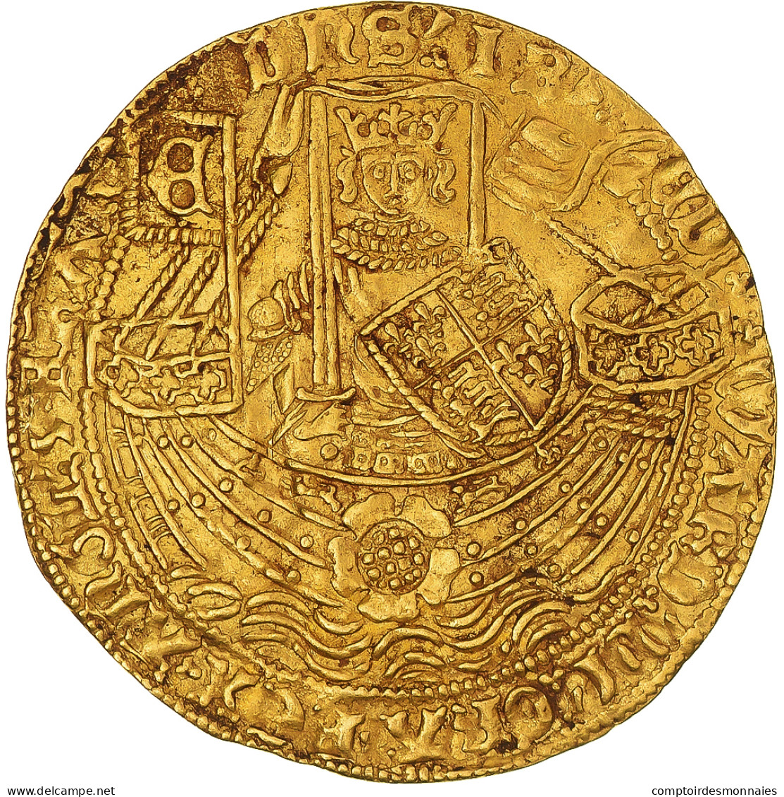 Monnaie, Grande-Bretagne, Edward IV, Noble D'or à La Rose, 1464-1470, Londres - 1066-1485 : Late Middle-Age