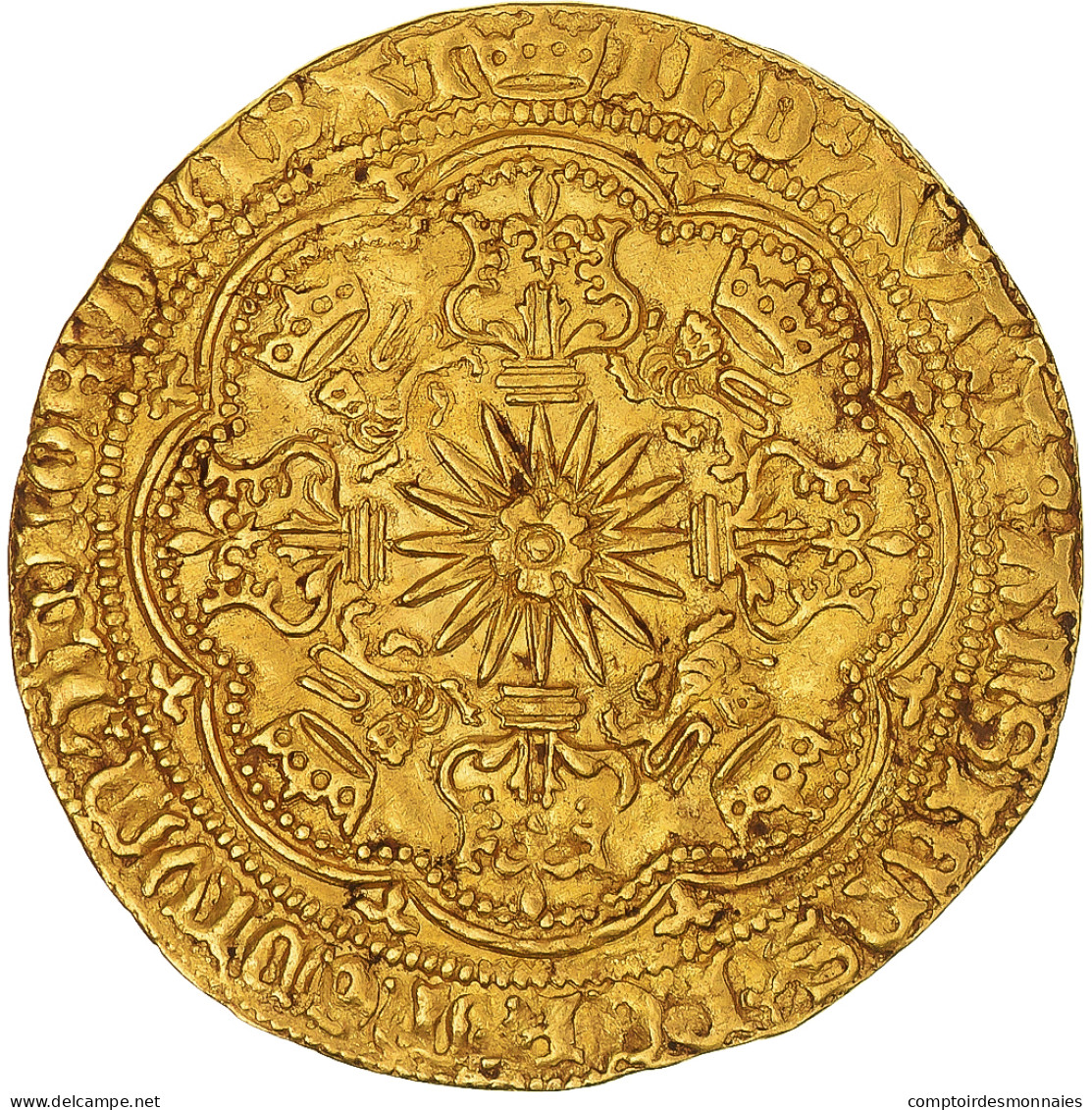 Monnaie, Grande-Bretagne, Edward IV, Noble D'or à La Rose, 1464-1470, Londres - 1066-1485 : Basso Medio Evo