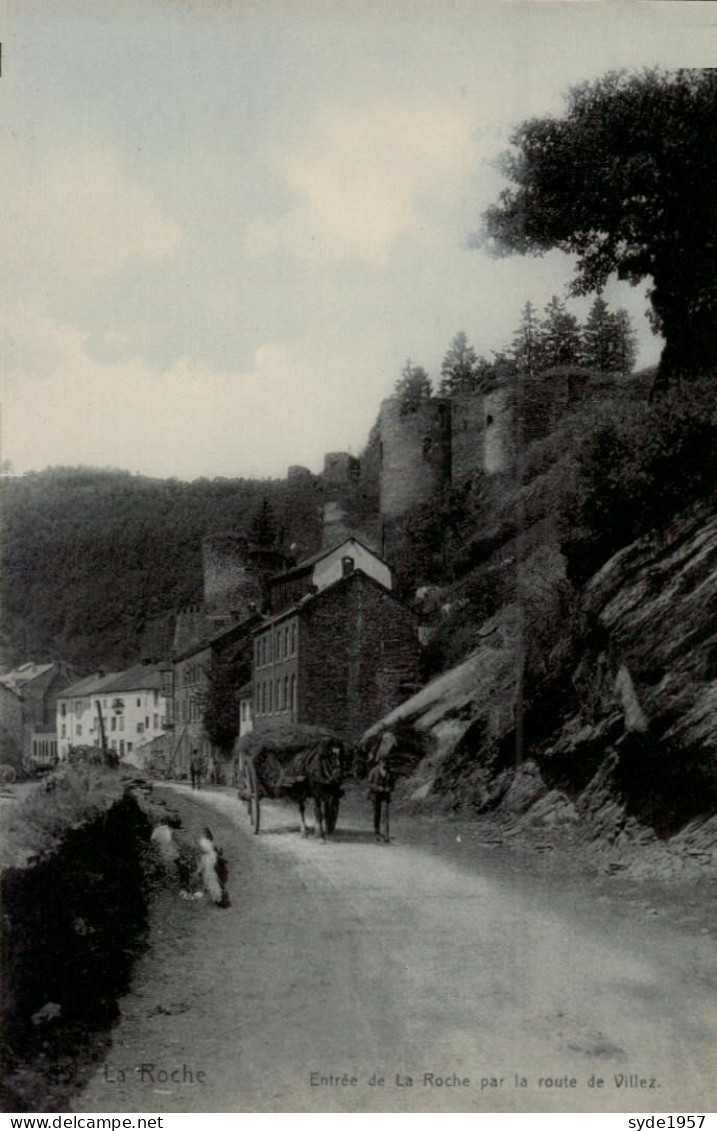 Laroche - La Roche - Entrée De La Roche Par La Route De Villez - Animée, Cheval , Charette De Foin - La-Roche-en-Ardenne