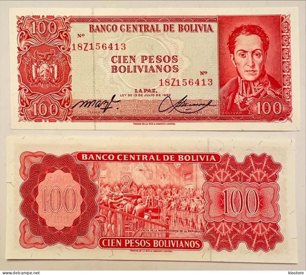 Bolivia 100 Pesos Prefix Z Bolivianos 1962 UNC - Bolivie
