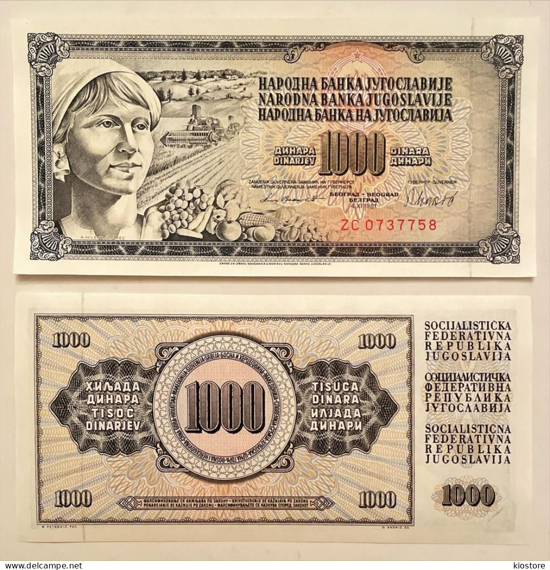 Yugoslavia 1.000 1000 Dinara 1981 Prefix ZC Replacement UNC - Yougoslavie