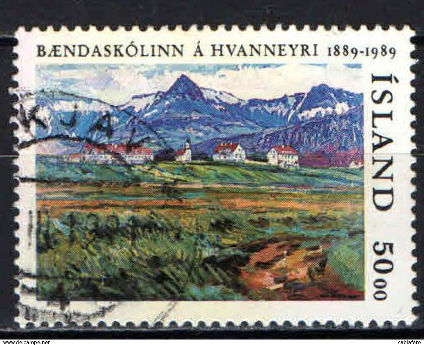 ISLANDA - 1989 - CENTENARIO DELLA SCUOLA DI AGRICOLTURA DI HVANNERY - USATO - Oblitérés