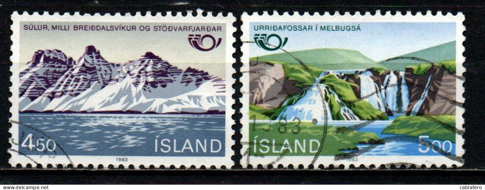 ISLANDA - 1983 - TURISMO NEL NORD: MONTE SUILUS - CASCATE URRIDA FOSSAR - USATI - Used Stamps