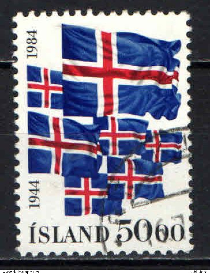 ISLANDA - 1984 - 40° ANNIVERSARIO DELLA REPUBBLICA ISLANDESE - BANDIERE DELL'ISLANDA - USATO - Oblitérés