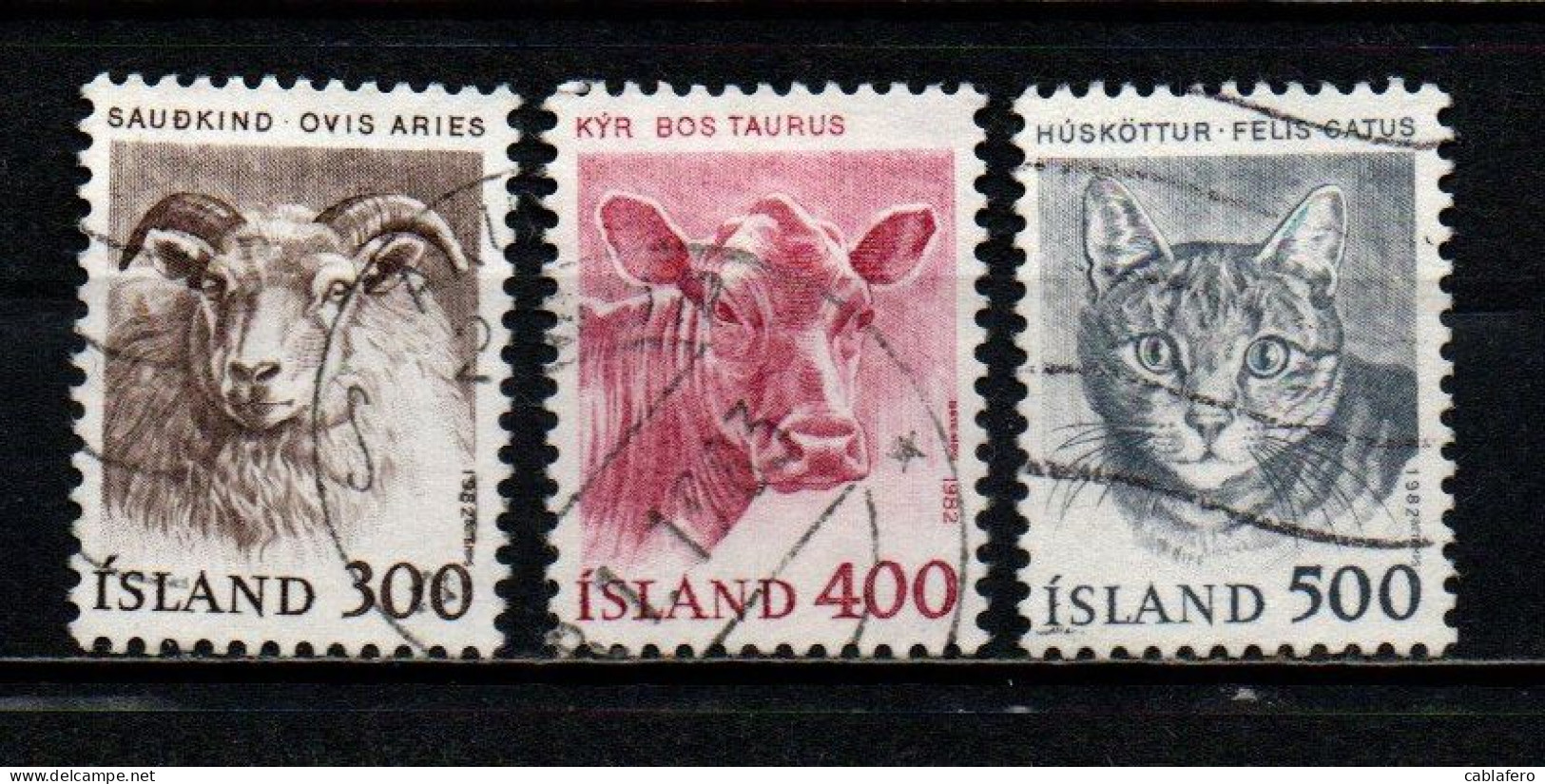 ISLANDA - 1982 - FAUNA: PECORA, BUE E GATTO - USATI - Gebraucht