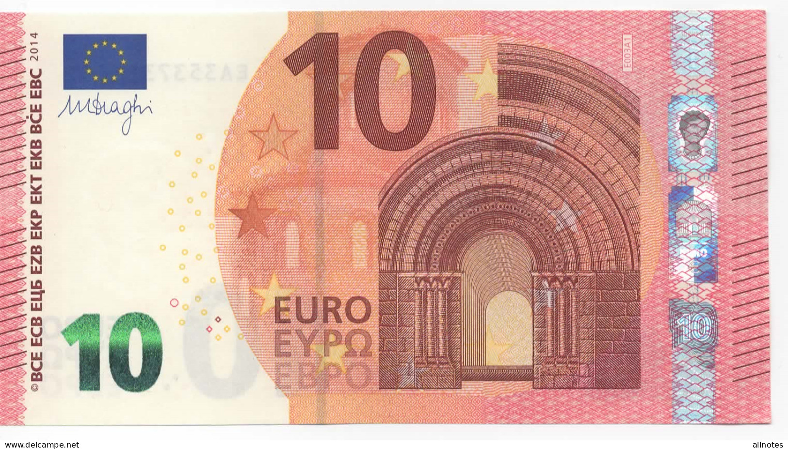 10 EURO    Firma DRAGHI    E 003 A1     EA3537386956  /  FDS - UNC - 10 Euro