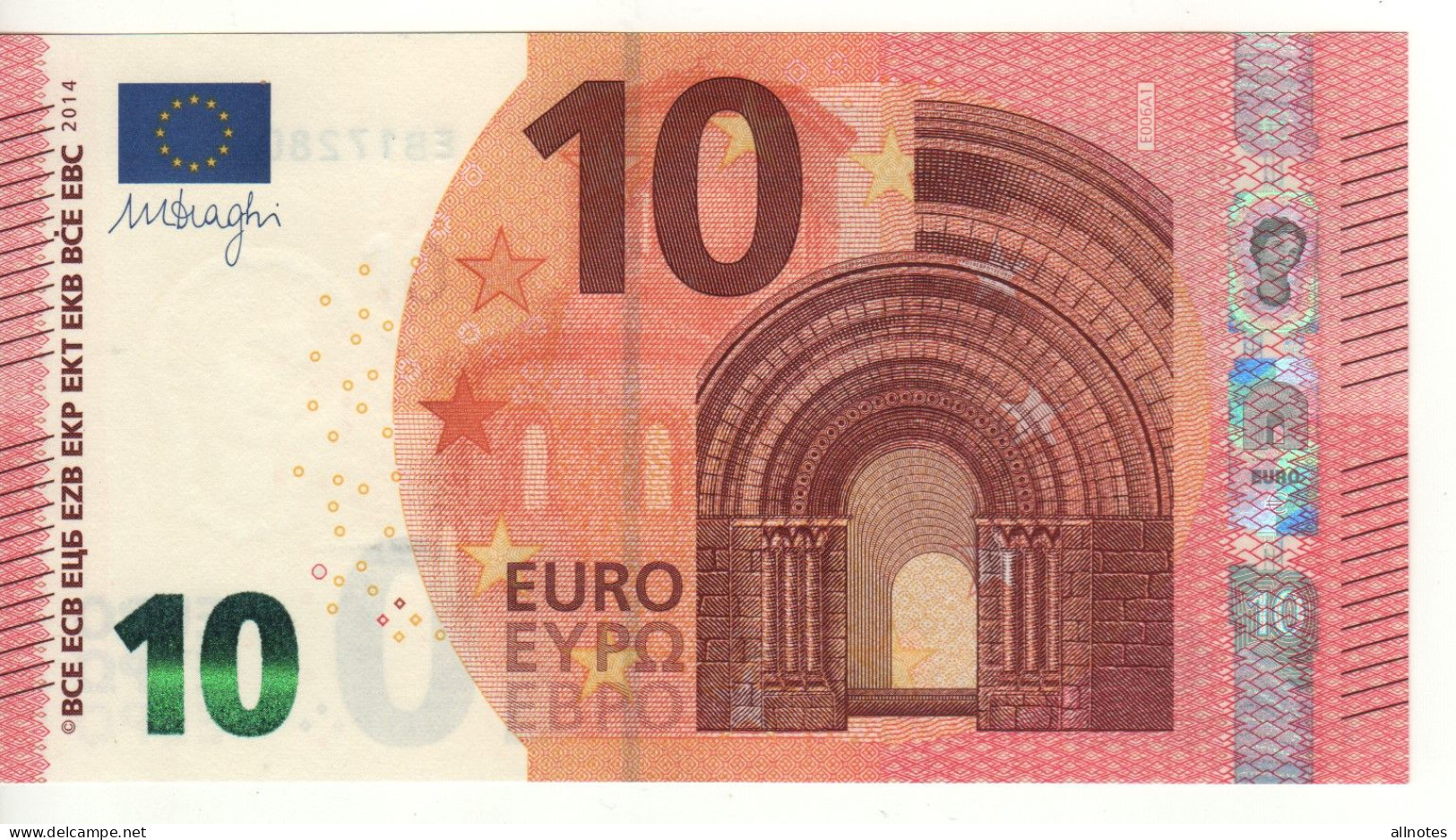 10 EURO    Firma DRAGHI    E 006 A1     EB1728049698  /  FDS - UNC - 10 Euro