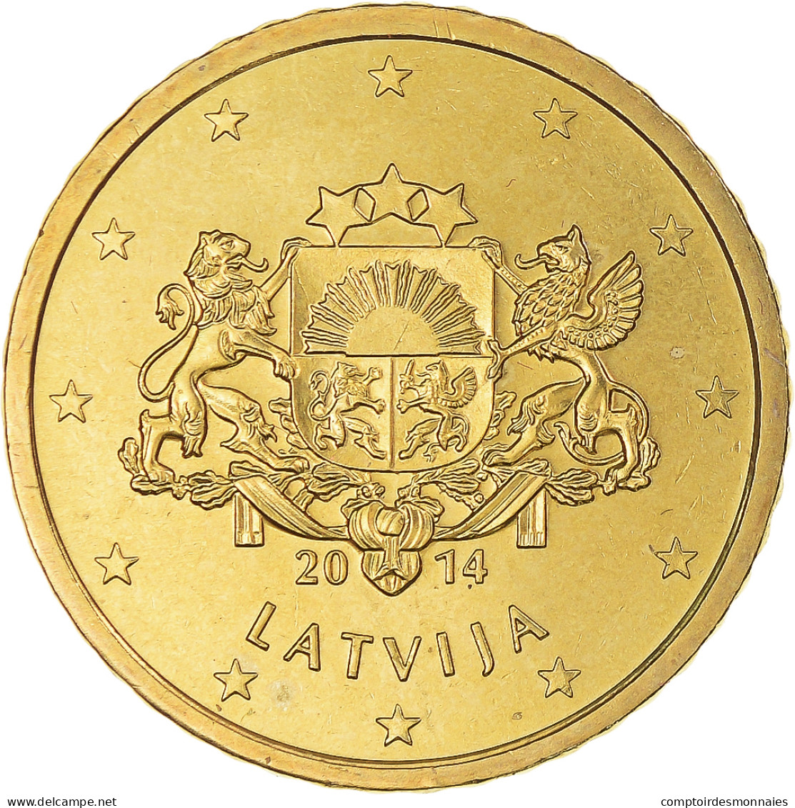 Lettonie, 50 Euro Cent, 2014, Stuttgart, SPL+, Laiton, KM:155 - Lettonia