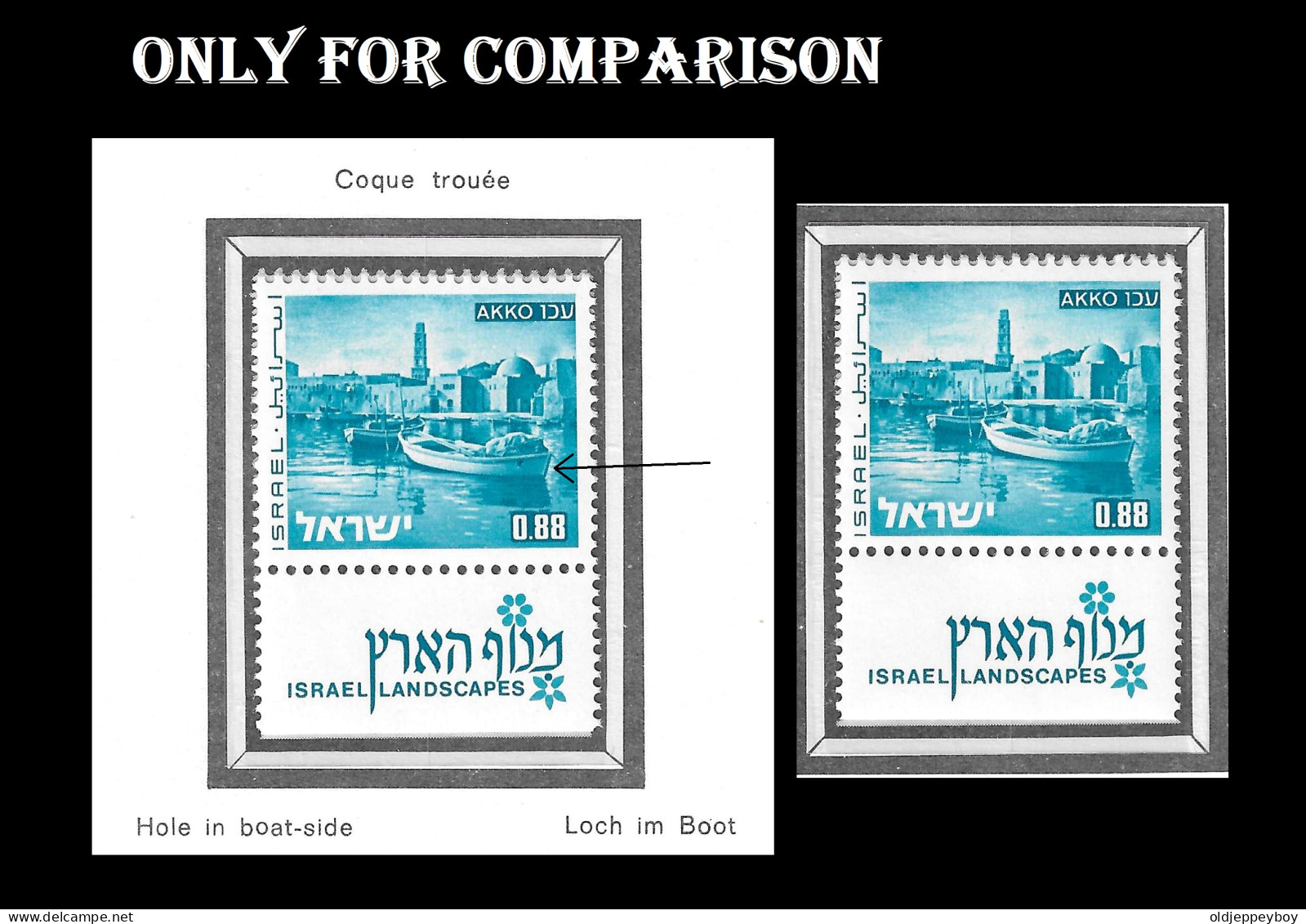 ERROR HOLE IN BOAT SIDE VARIETY  1971  ISRAEL LANDSCAPES FULL SET FULL TABS DELUXE MNH ** Postfris** PERFECT GUARENTEED - Nuovi (con Tab)