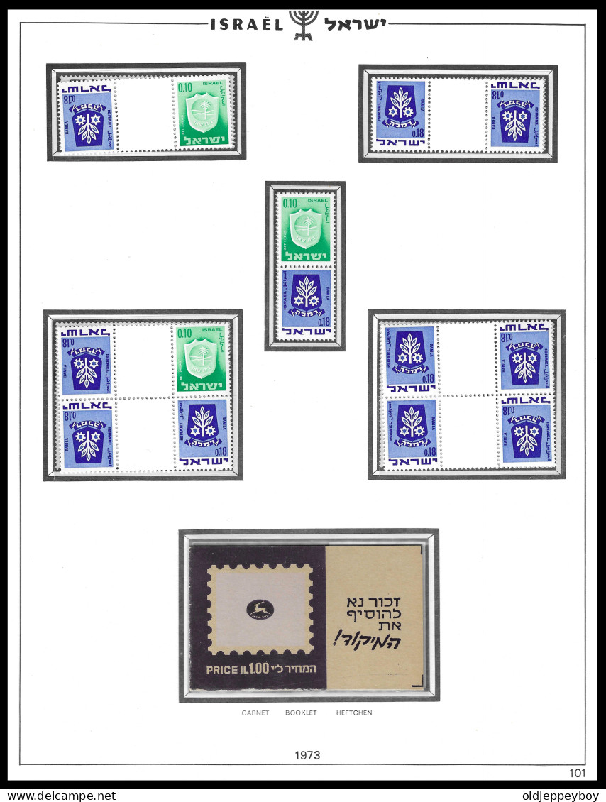 ISRAEL 1973 Sheets Tete Bleche Booklet Gutter FULL TABS DELUXE QUALITY MNH ** Postfris** PERFECT GUARENTEED - Nuovi (con Tab)