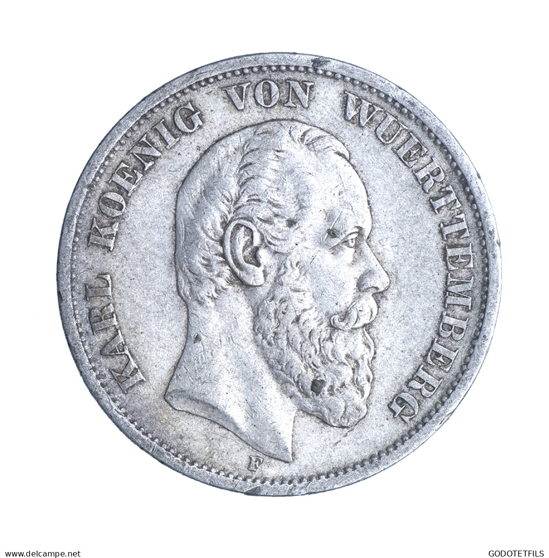 Allemagne-Royaume De Wurtemberg-Karl Ier 5 Mark 1876 Stuttgart - 2, 3 & 5 Mark Argent