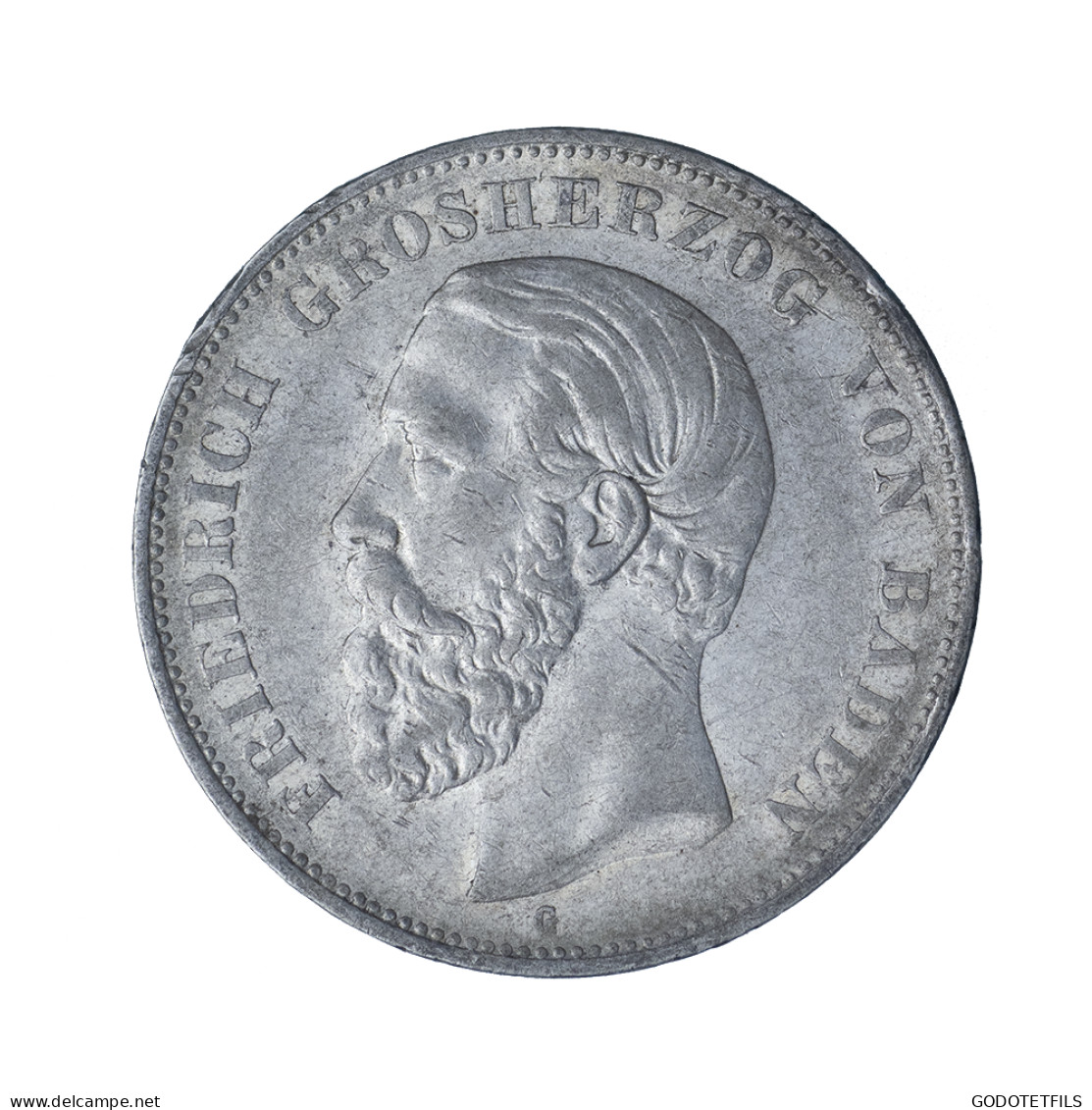 Allemagne-Grand Duché De Bade Friedrich I 5 Mark 1876 Karlsruhe Type B^DEN (avec A Sans Barre) - 2, 3 & 5 Mark Argent