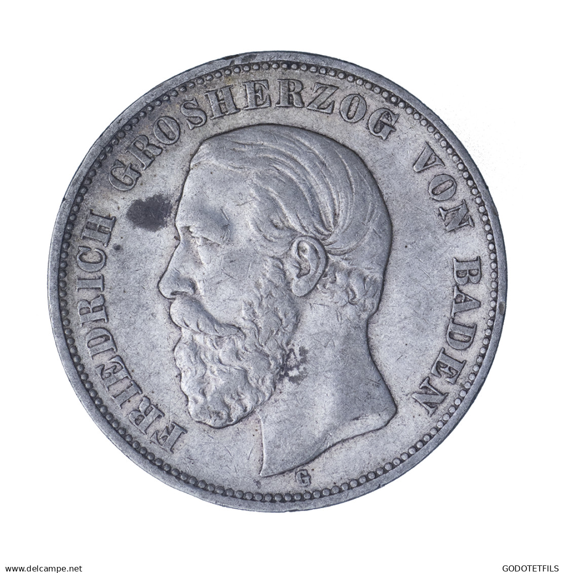 Allemagne-Grand Duché De Bade Friedrich I 5 Mark 1876 Karlsruhe - 2, 3 & 5 Mark Argent