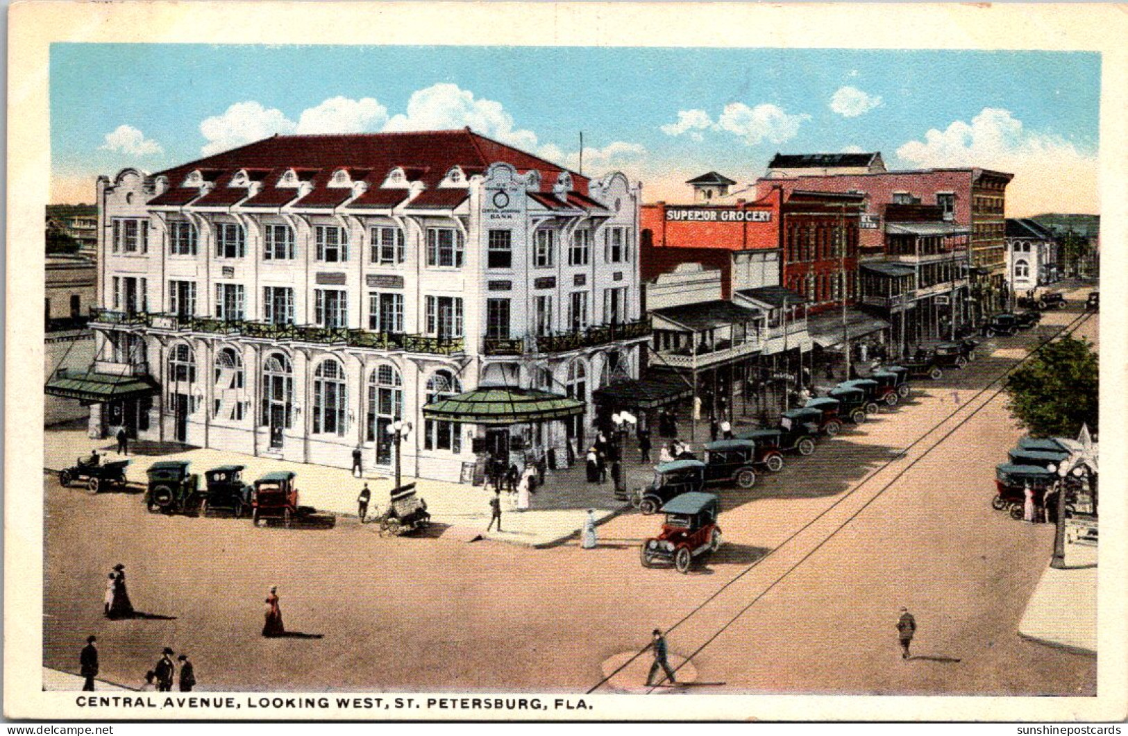 Florida St Petersburg Central Avenue Looking West Curteich - St Petersburg