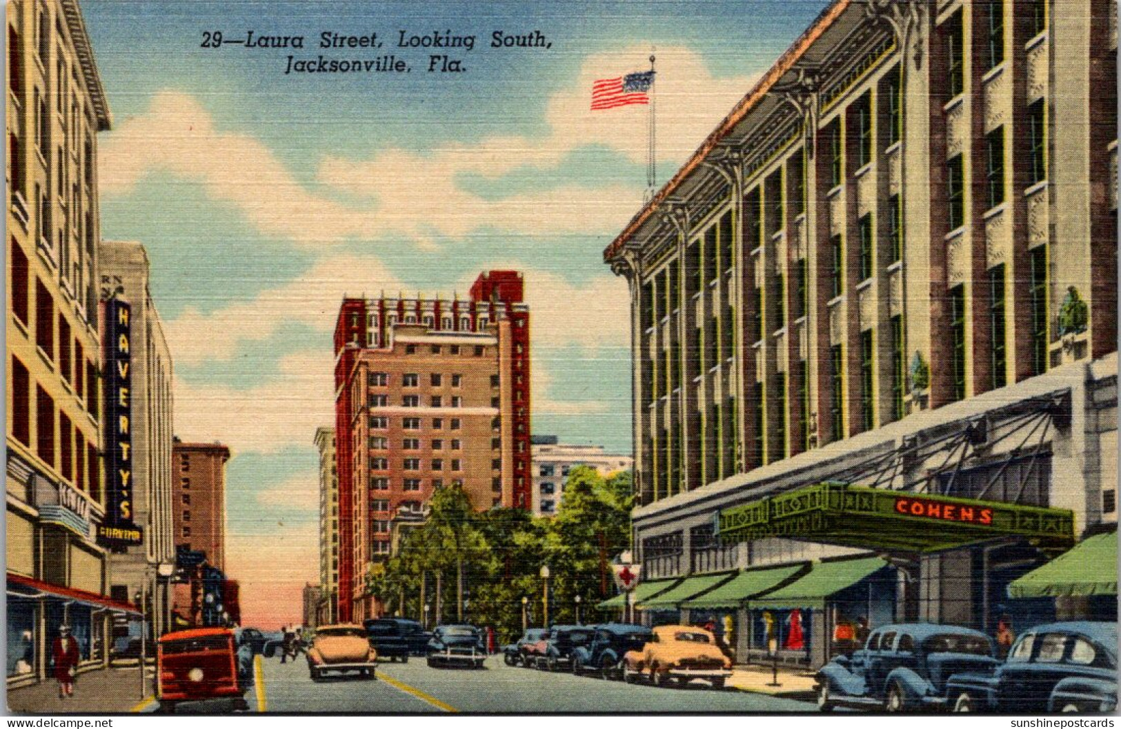 Florida Jacksonville Laura Street Looking South Curteich - Jacksonville