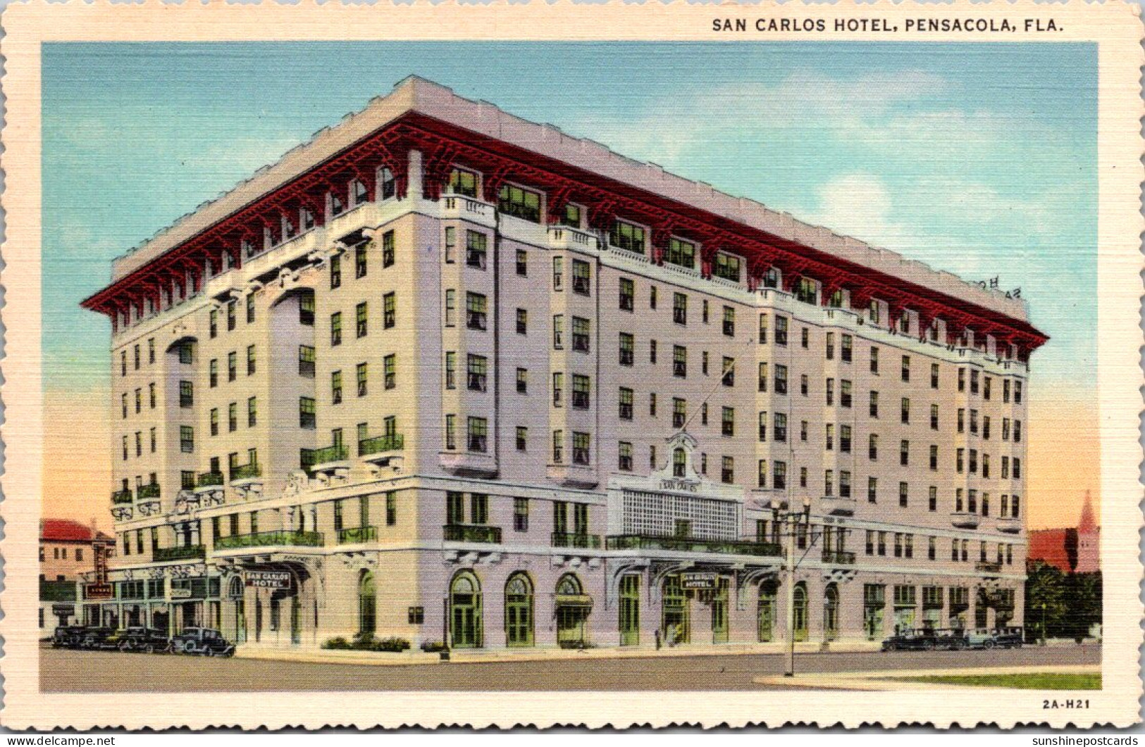 Florida Pensacola The San Carlos Hotel Curteich - Pensacola