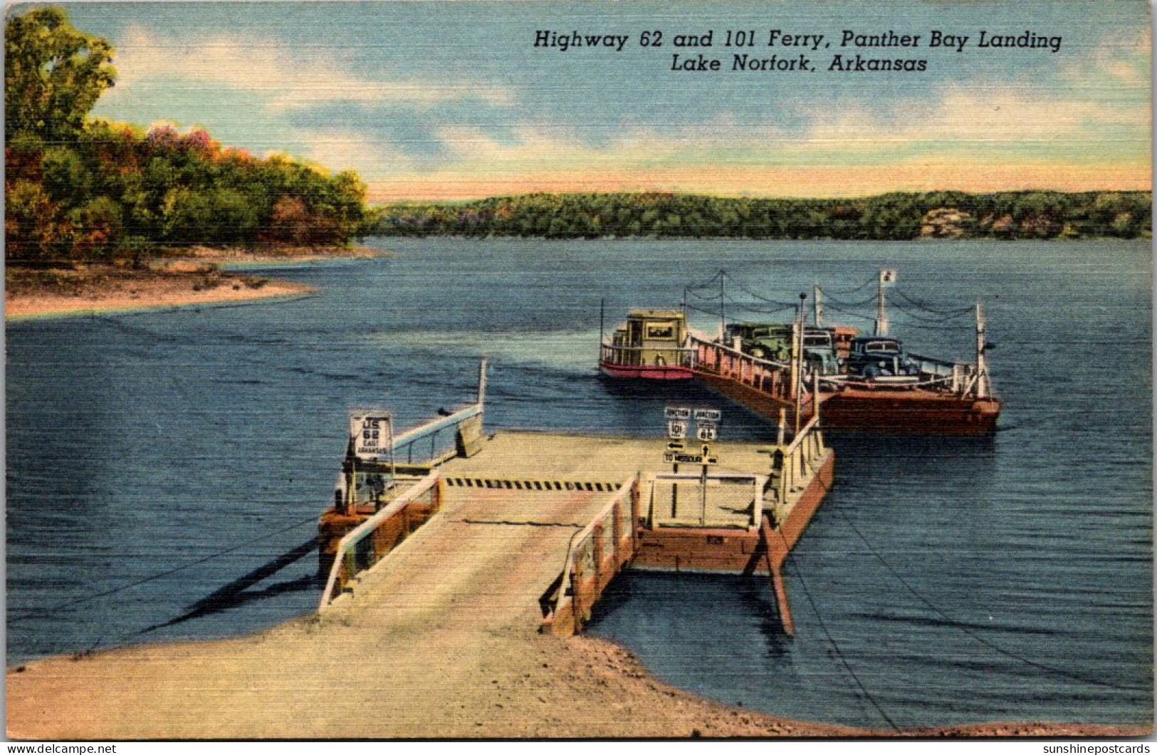 Arkansas Lake Nrofork Panther Bay Landing Highway 62 And 101 Ferry  Curteich - Sonstige & Ohne Zuordnung