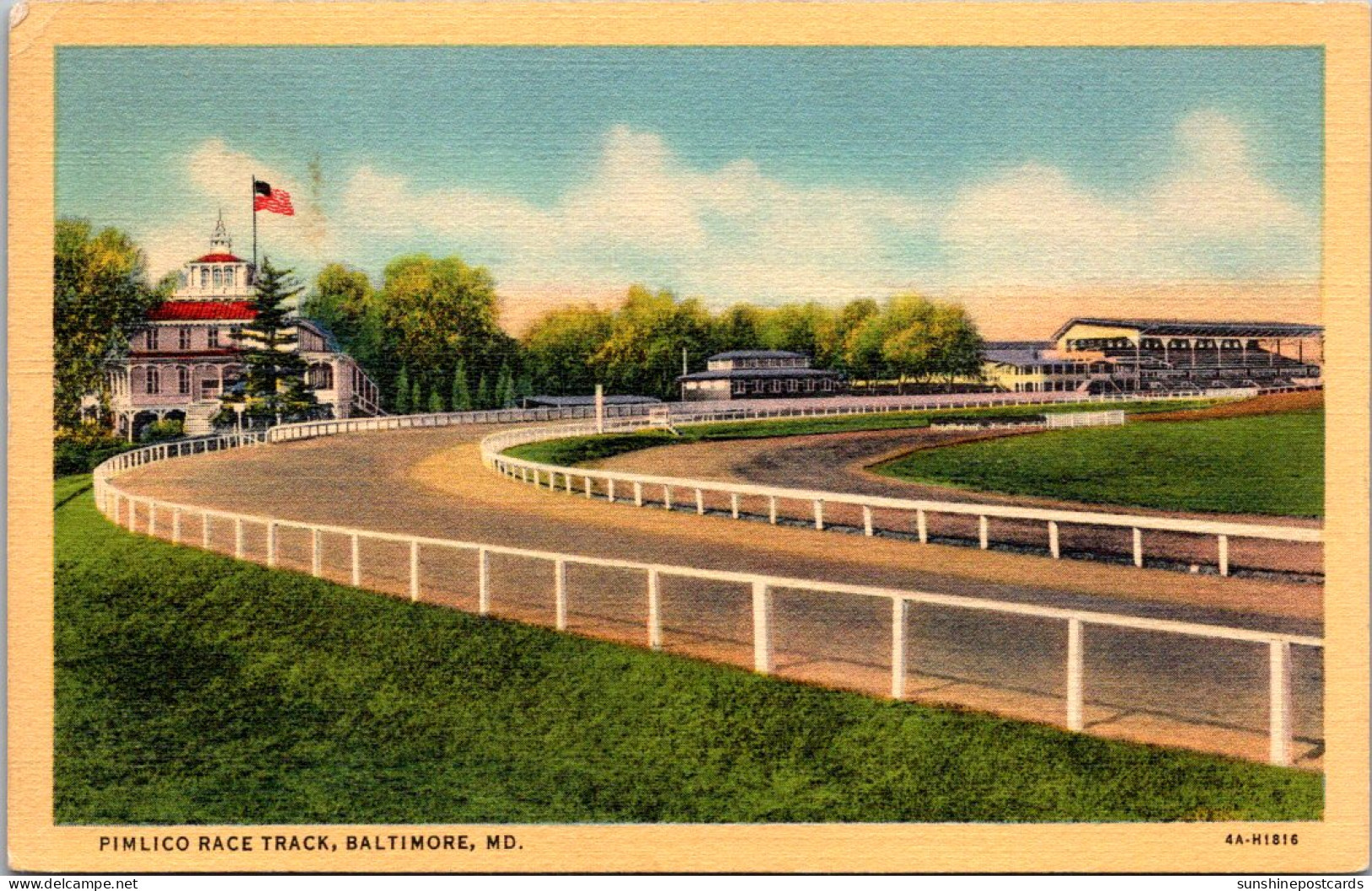 Maryland Baltimore Pimlico Race Track Horse Racing 1940 Curteich - Baltimore