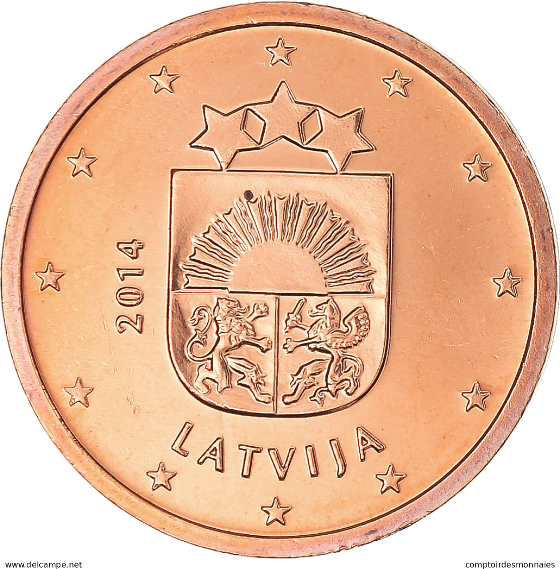 Lettonie, 2 Euro Cent, 2014, SPL, Cuivre Plaqué Acier - Lettonie