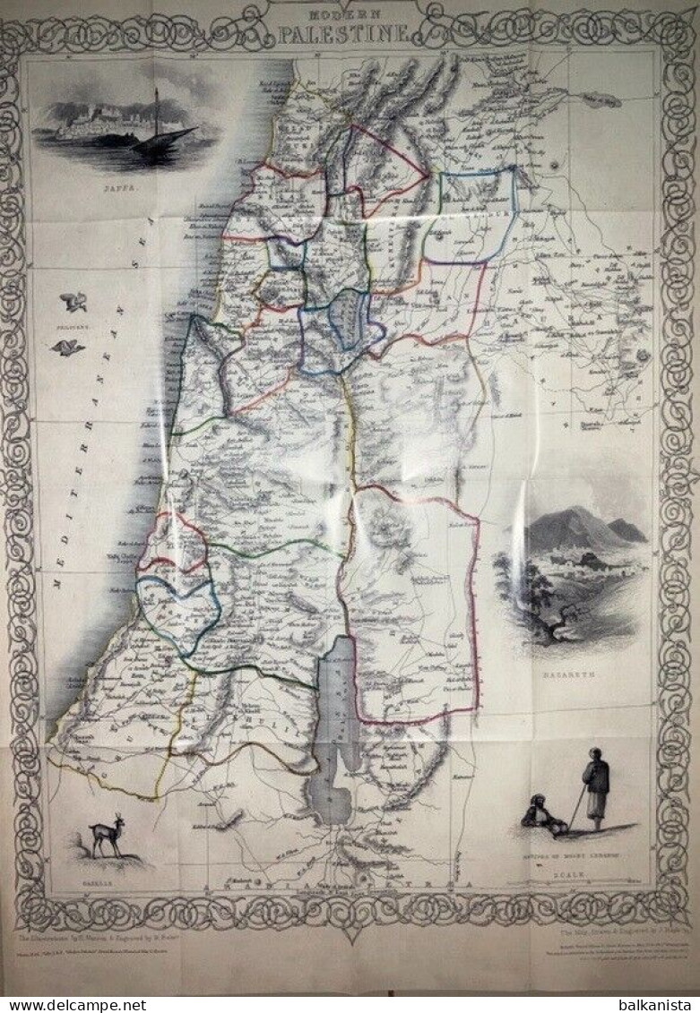 Ottoman Palestine Place Names And Atlas English Turkish Arabic Israel 68x97 Maps