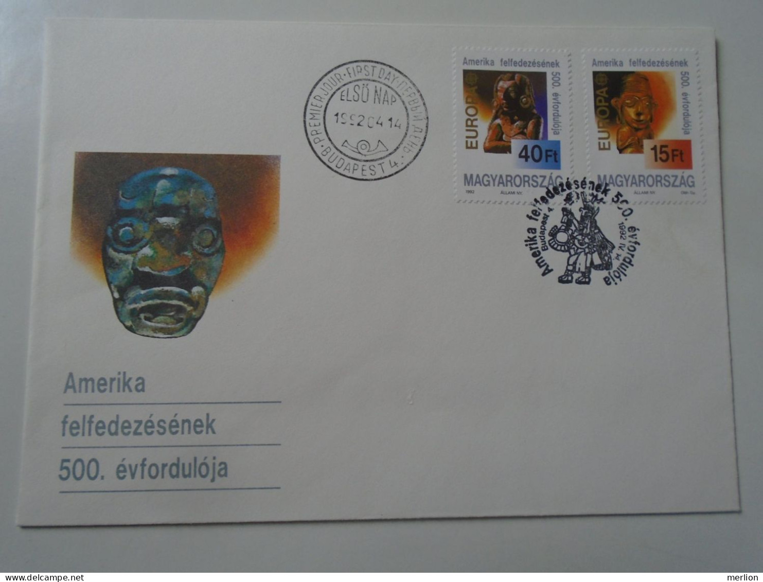 ZA443.51 Hungary  - FDC  Cover - 1992  Discovery Of America - 500th Anniv.Mi 4195-4196 - Lettres & Documents